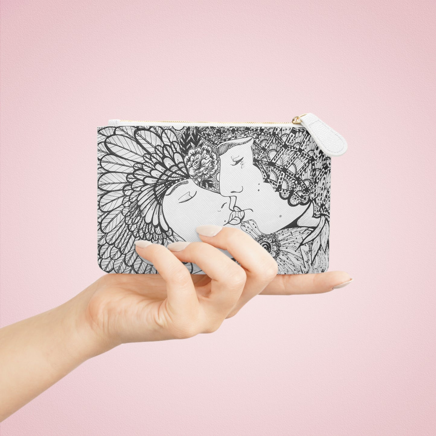 Abstract Surreal Romantic Kiss Mini Clutch Bag, Bridal Clutch Purse, Designer Party Clutch, Modern Evening Clutch, Wristlet Wallet for women, Evening Clutch Purse, gifts for her, gifts for bridesmaids, Bag, Bagging