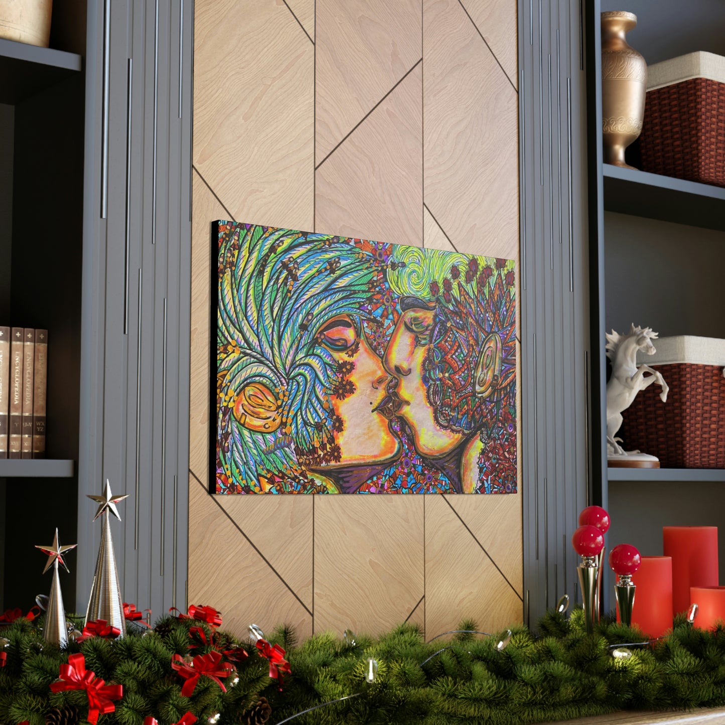 Romantic Kiss Fashion, Abstract, Surreal, Friendship, Inspiration Wall Art