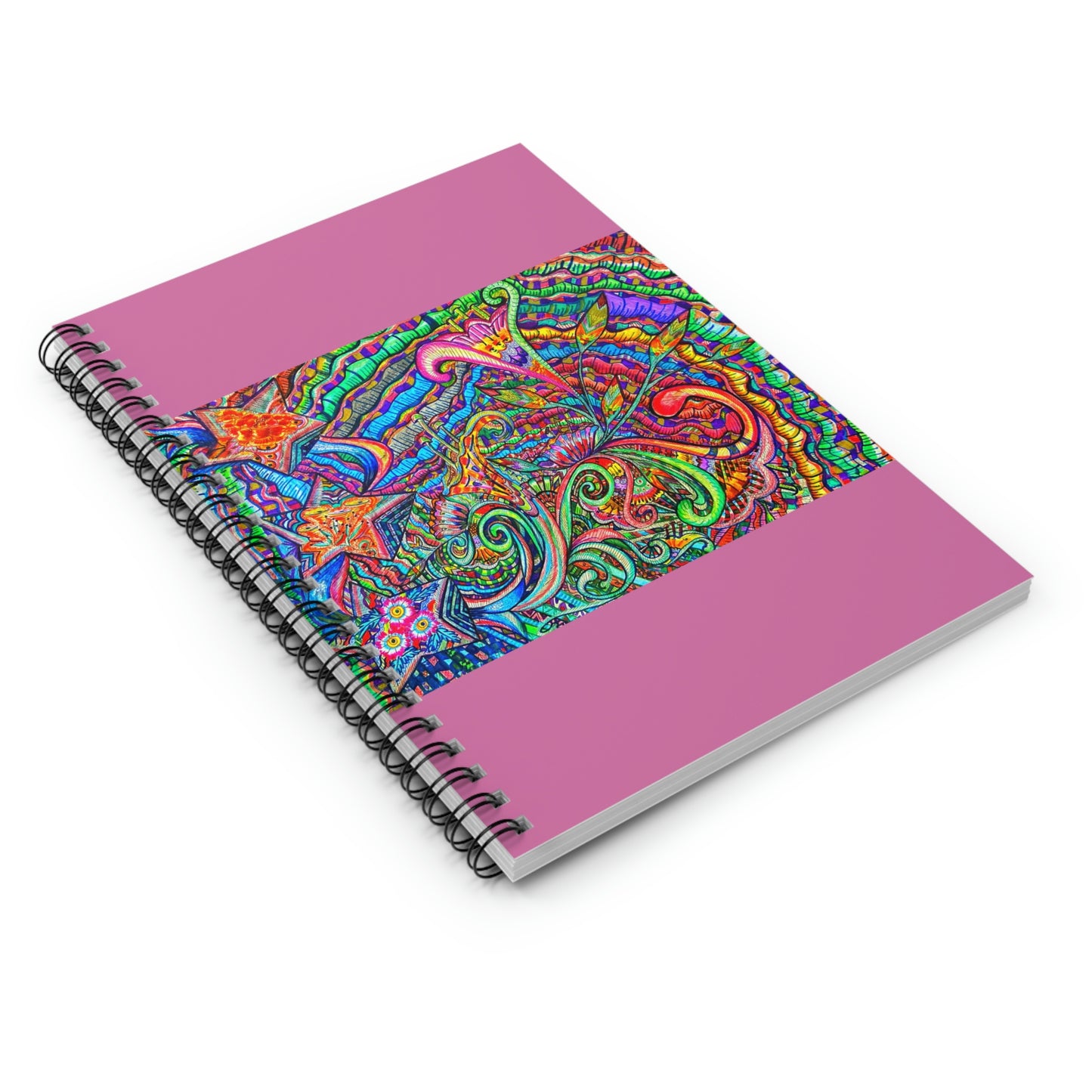 Abstract, Surreal Floral Star Spiral Notebook - Ruled Line