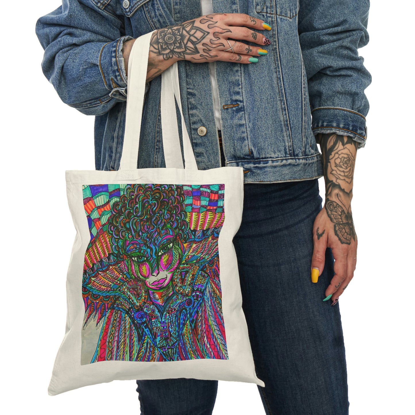 Abstract, Surreal Angel Natural Tote Bag, Aesthetic Canvas Bag Shopping Bag, Birthday Gift Bag, Bridal Gift Tote Bag, Library Bag.