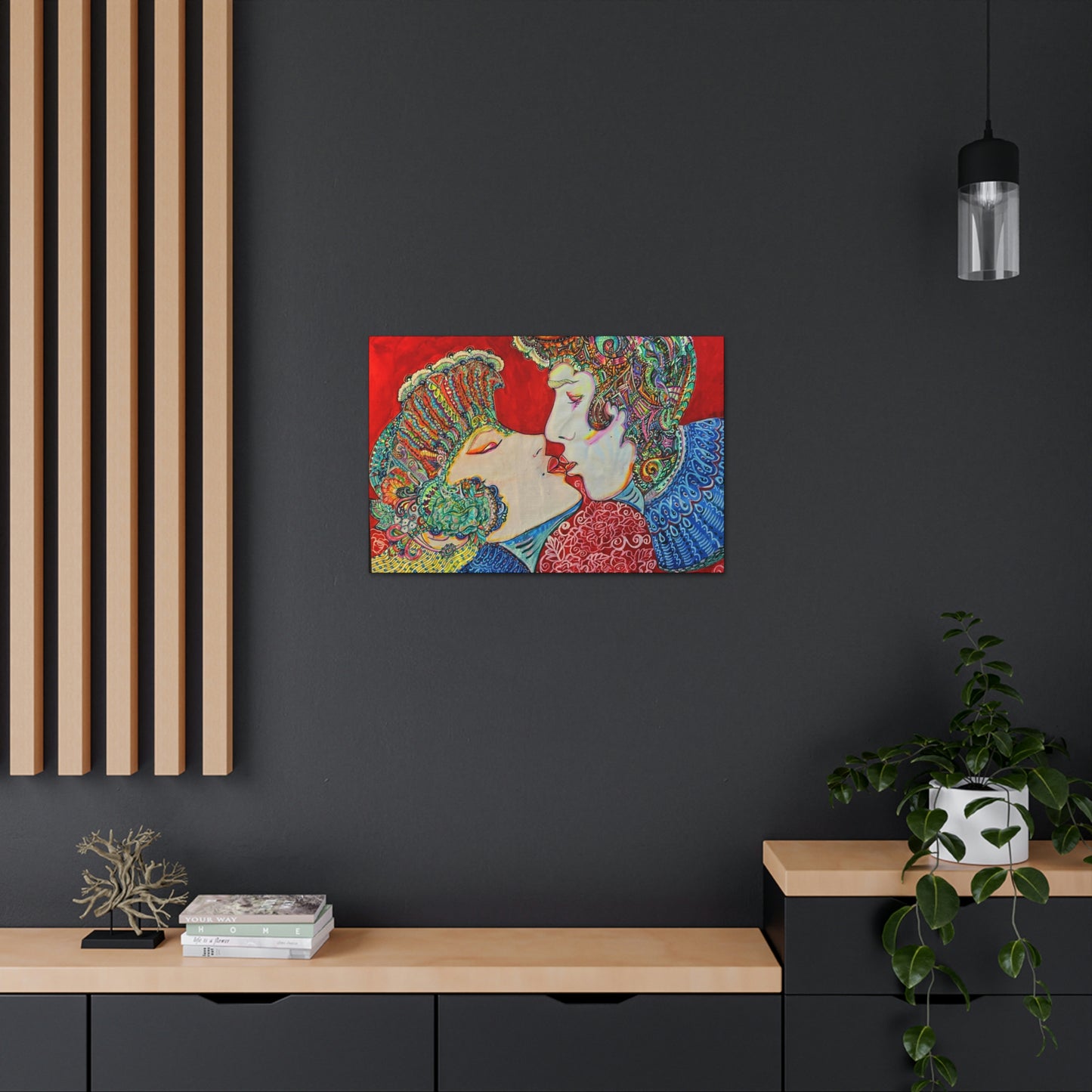 Romantic Kiss Fashion, Abstract, Surreal, Friendship, Inspiration Wall Art