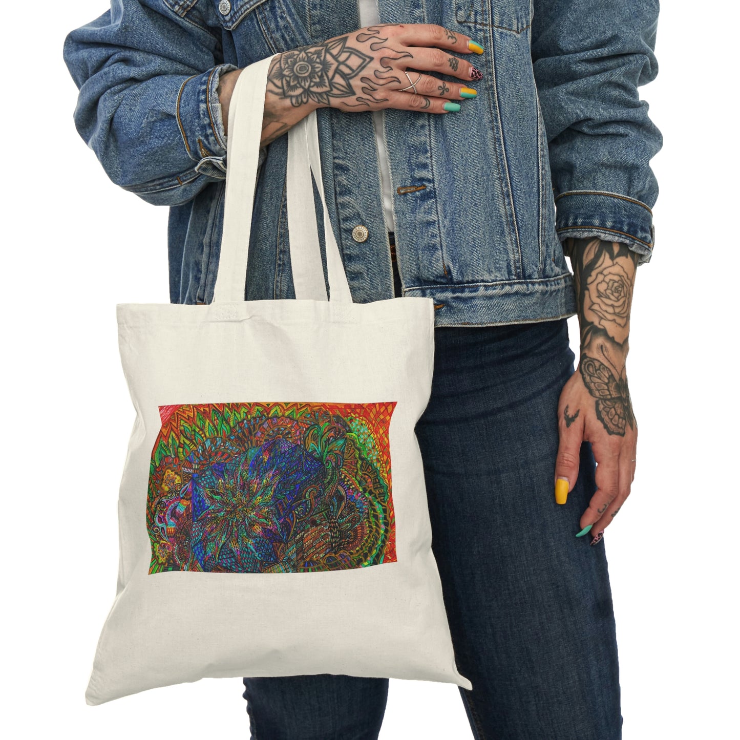 Abstract, Surreal Flower Natural Tote Bag, Aesthetic Canvas Bag Shopping Bag, Birthday Gift Bag, Bridal Gift Tote Bag, Library Bag.