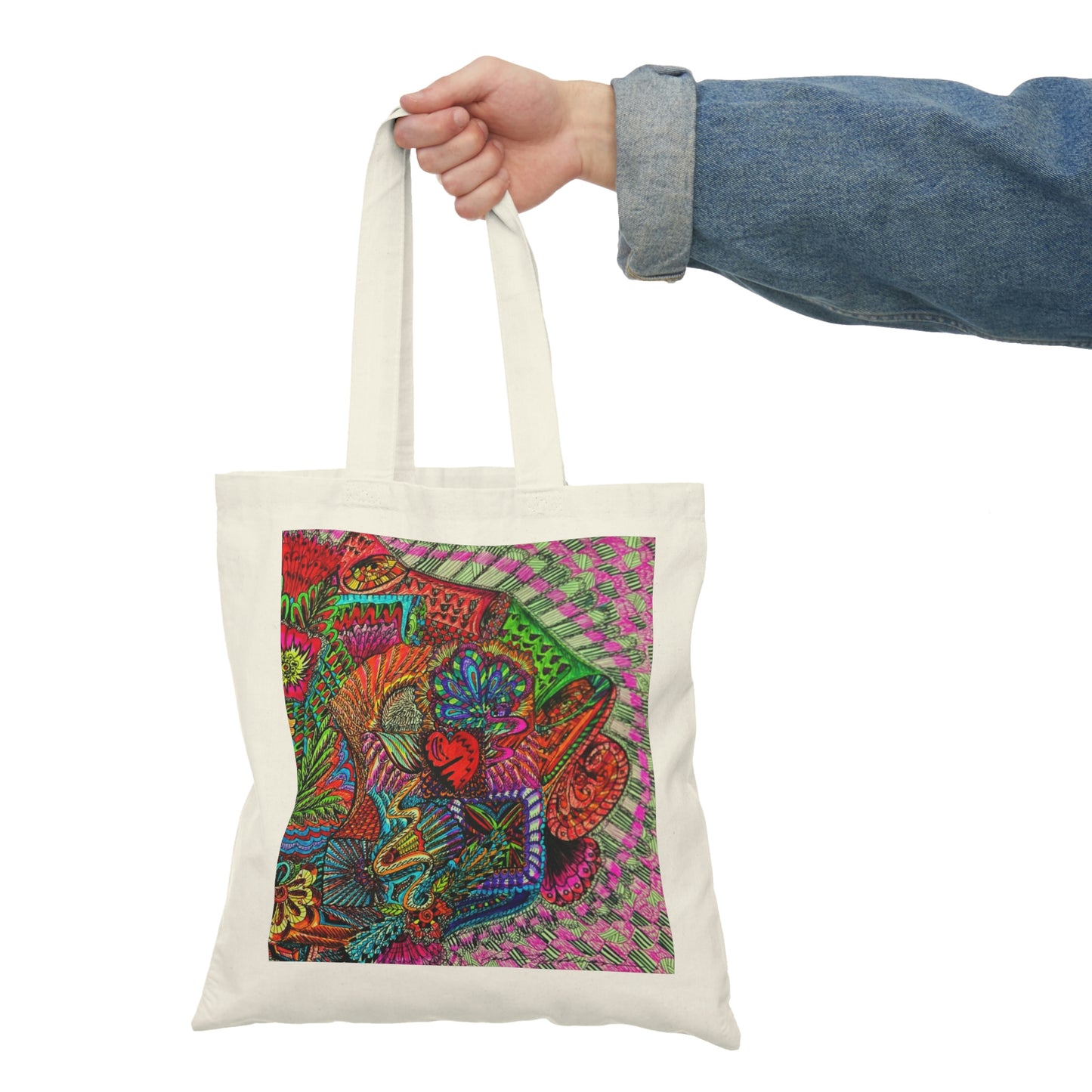 Abstract, Surreal Flower Natural Tote Bag, Aesthetic Canvas Bag Shopping Bag, Birthday Gift Bag, Bridal Gift Tote Bag, Library Bag.