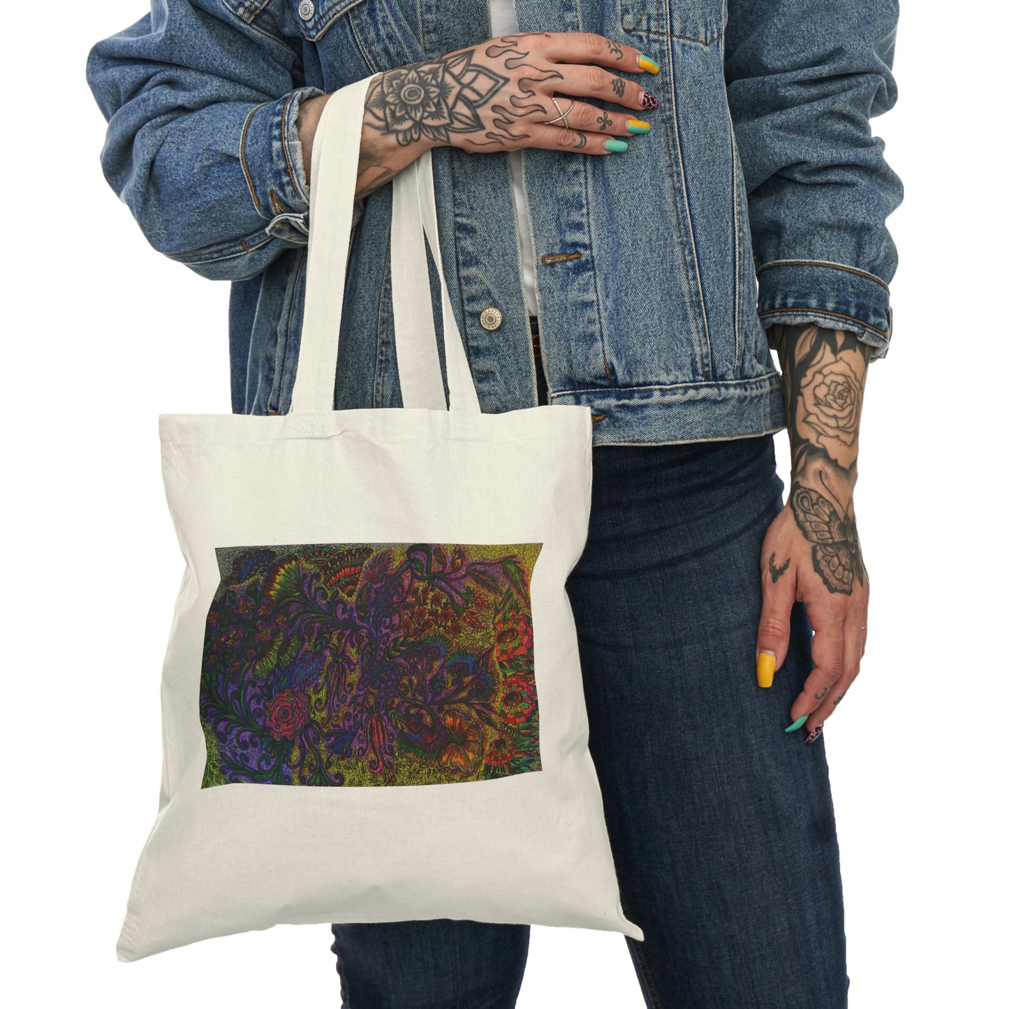 Abstract, Surreal Flower Natural Tote Bag, Aesthetic Canvas Bag Shopping Bag, Birthday Gift Bag, Bridal Gift Tote Bag, Library Bag.