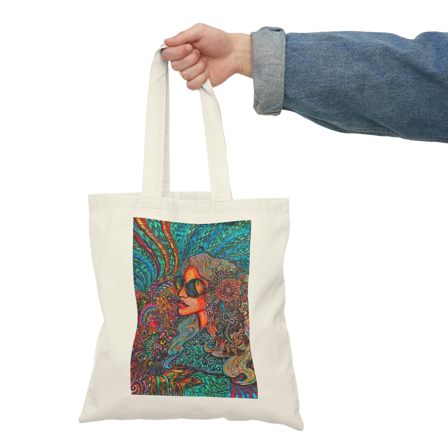 Abstract, Surreal Peaceful Woman Natural Tote Bag, Aesthetic Canvas Bag Shopping Bag, Birthday Gift Bag, Bridal Gift Tote Bag, Library Bag.