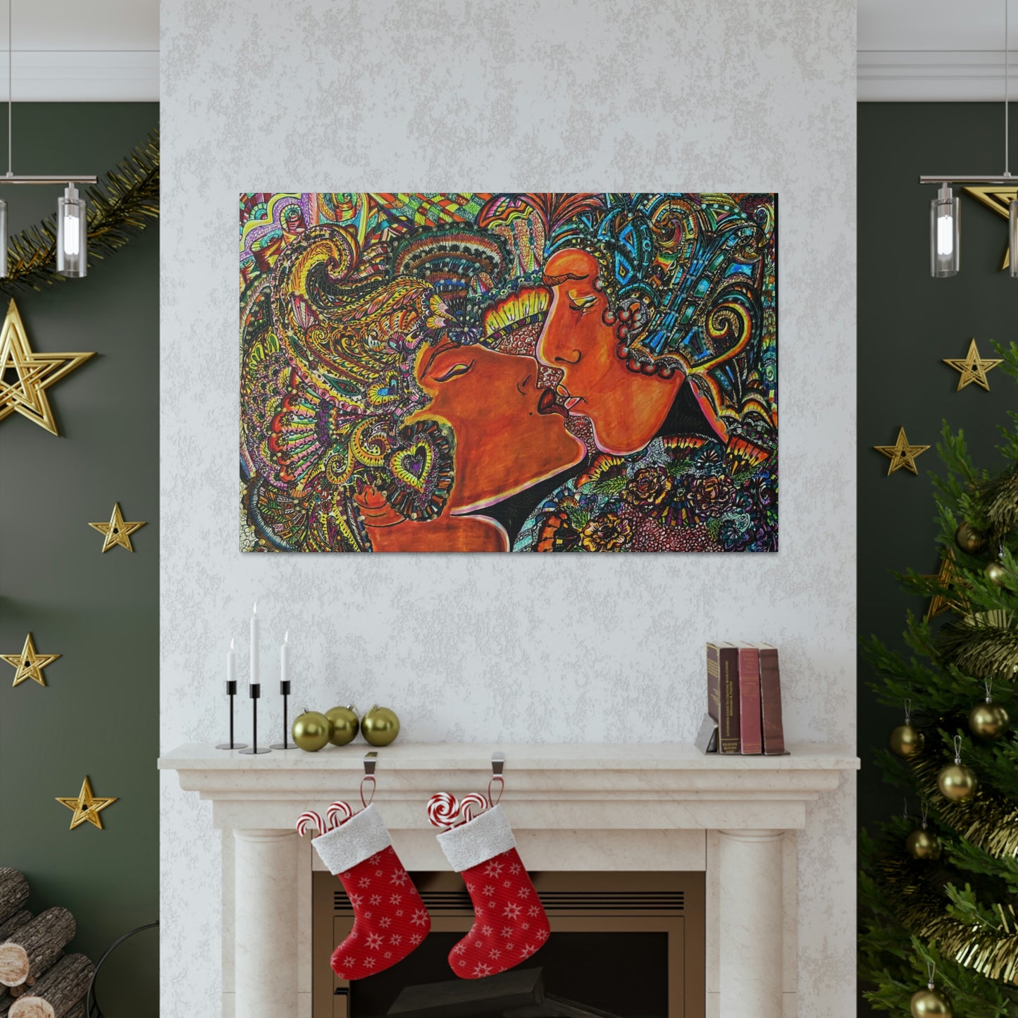 Romantic Kiss Fashion, Abstract, Surreal, Friendship, Inspiration Wall Art