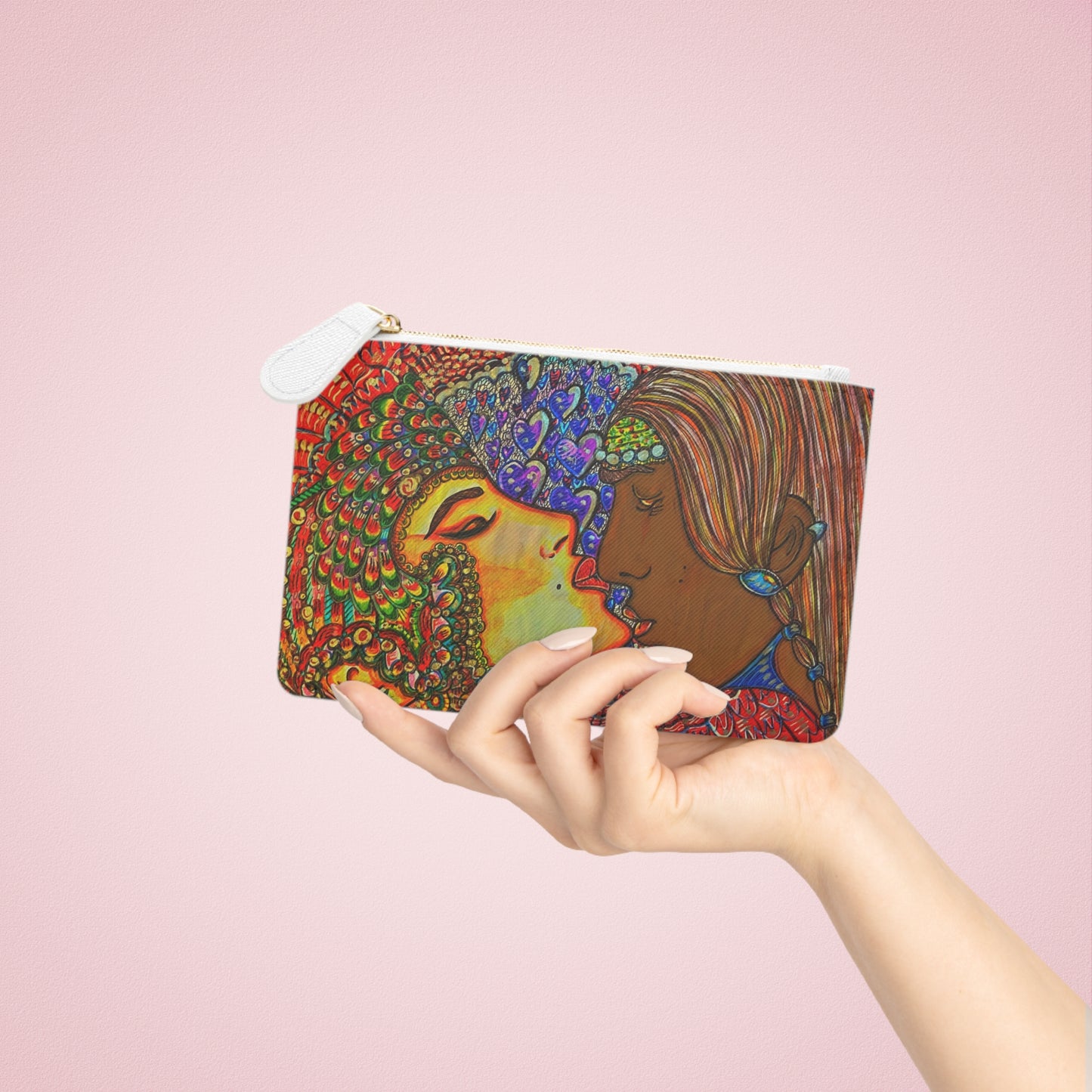 Abstract Surreal Romantic Kiss Mini Clutch Bag, Bridal Clutch Purse, Designer Party Clutch, Modern Evening Clutch, Wristlet Wallet for women, Evening Clutch Purse, gifts for her, gifts for bridesmaids, Bag, Bagging