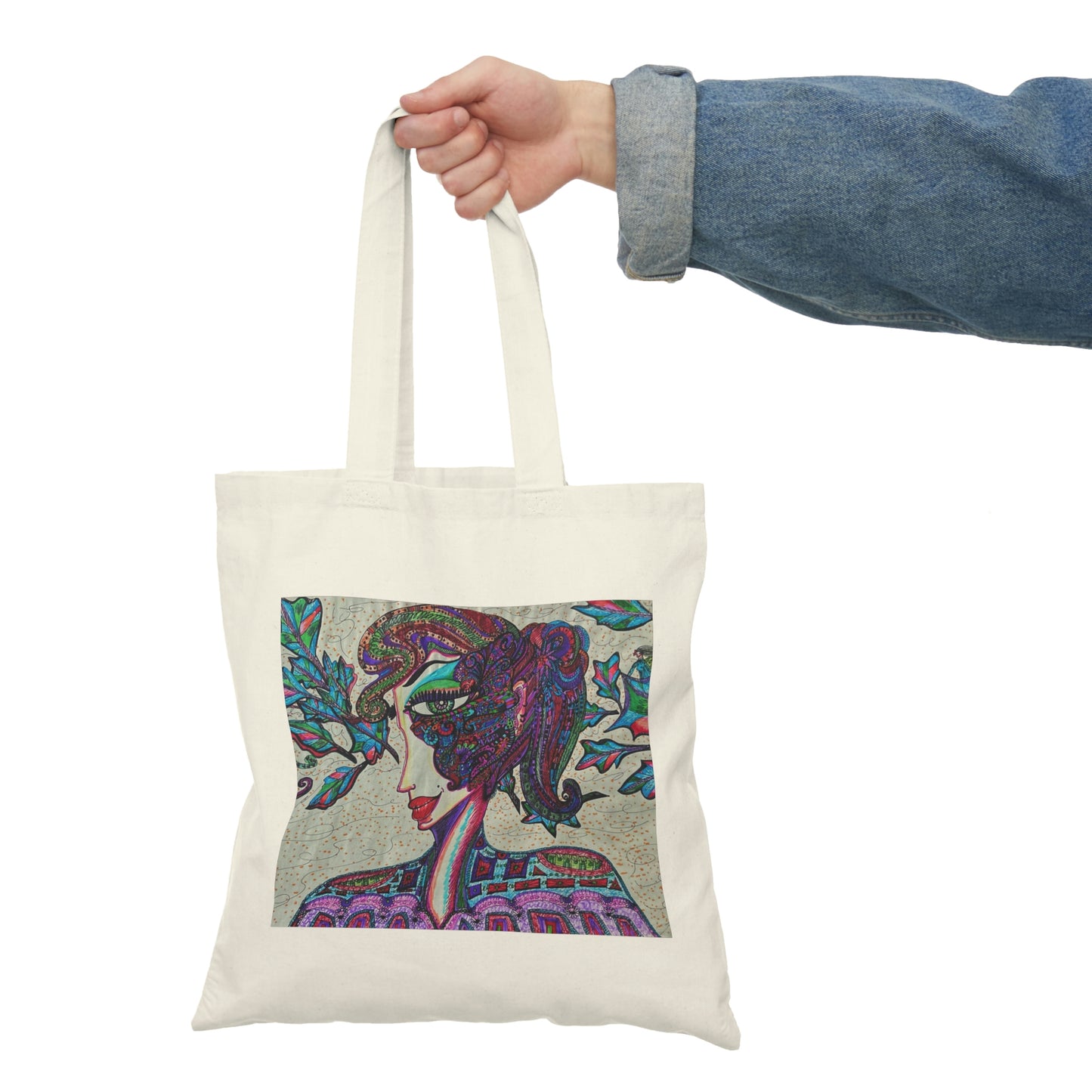 Abstract, Surreal Flower Women Natural Tote Bag, Aesthetic Canvas Bag Shopping Bag, Birthday Gift Bag, Bridal Gift Tote Bag, Library Bag.