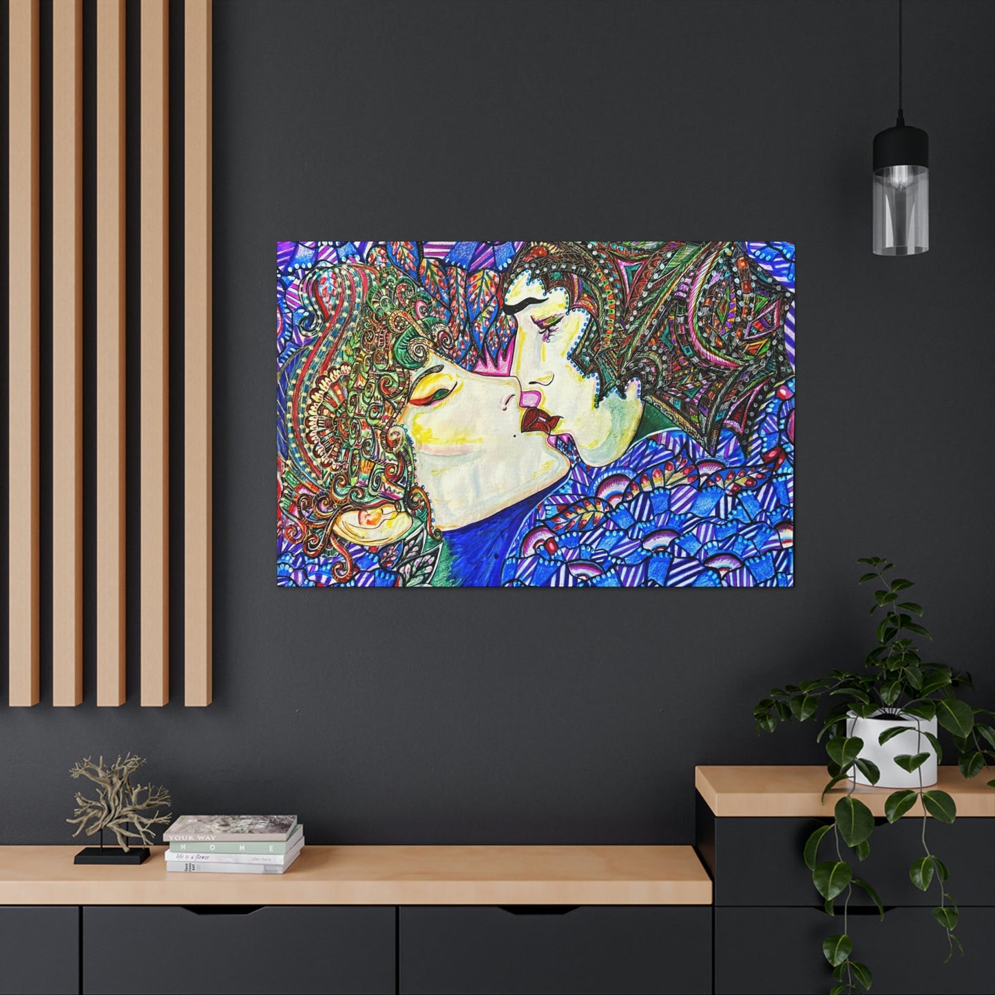 Romantic Kiss Fashion, Abstract, Surreal, Friendship, Inspiration Wall Art