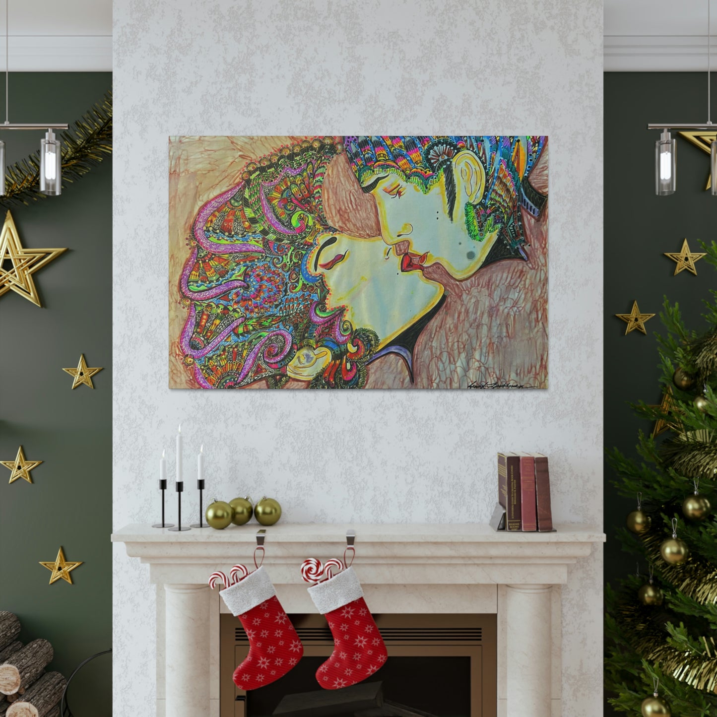 Romantic Kiss Fashion, Abstract, Surreal, Friendship, Inspiration Wall Art