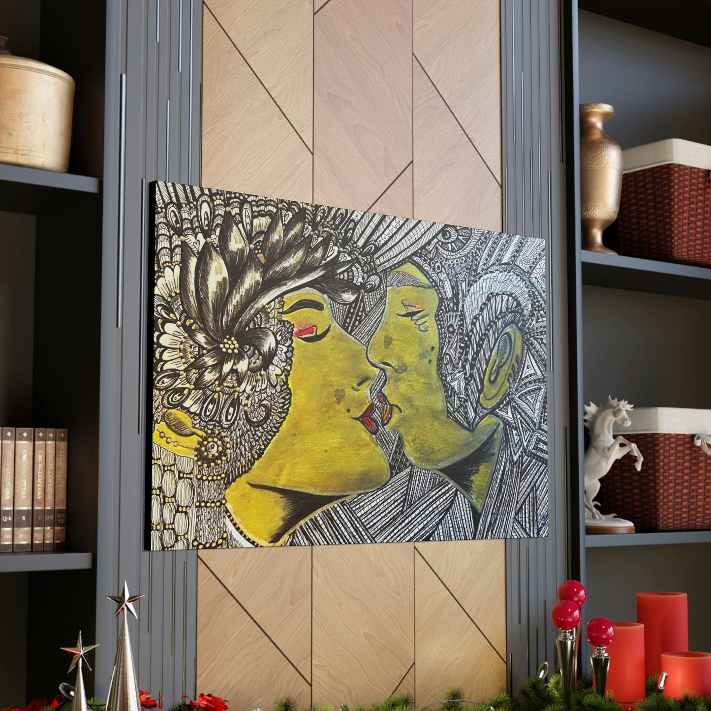 Romantic Kiss Fashion, Abstract, Surreal, Friendship, Inspiration Wall Art