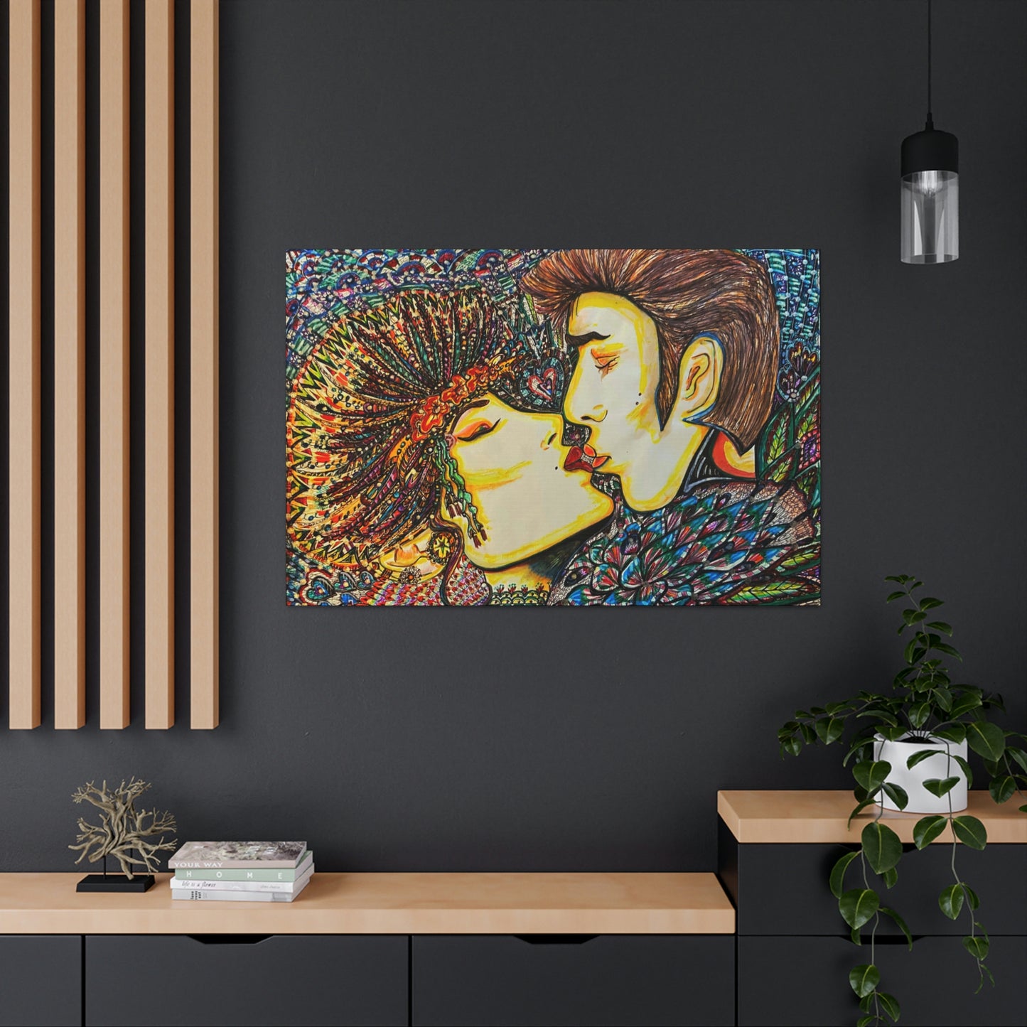 Romantic Kiss Fashion, Abstract, Surreal, Friendship, Inspiration Wall Art