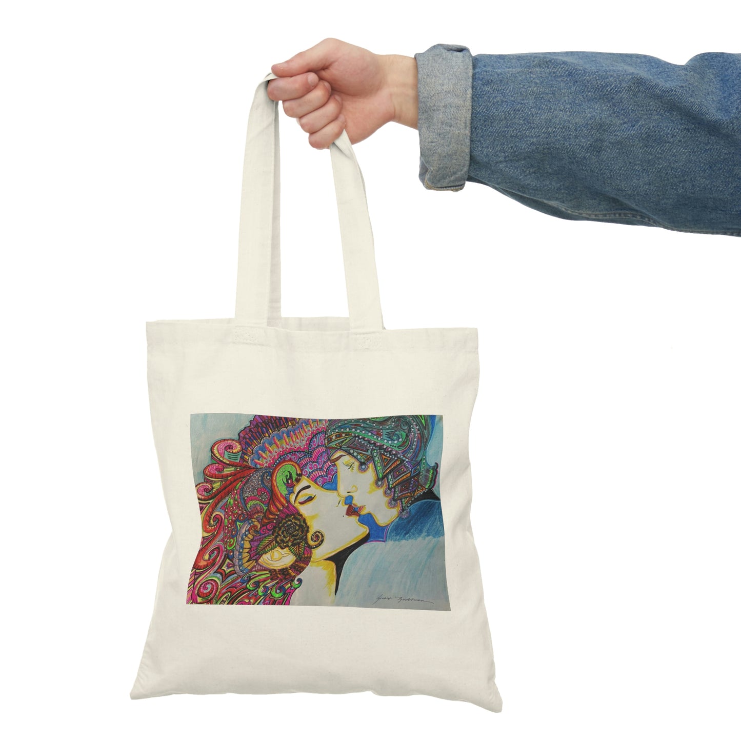 Abstract, Surreal Romance Natural Tote Bag, Aesthetic Canvas Bag Shopping Bag, Birthday Gift Bag, Bridal Gift Tote Bag, Library Bag.