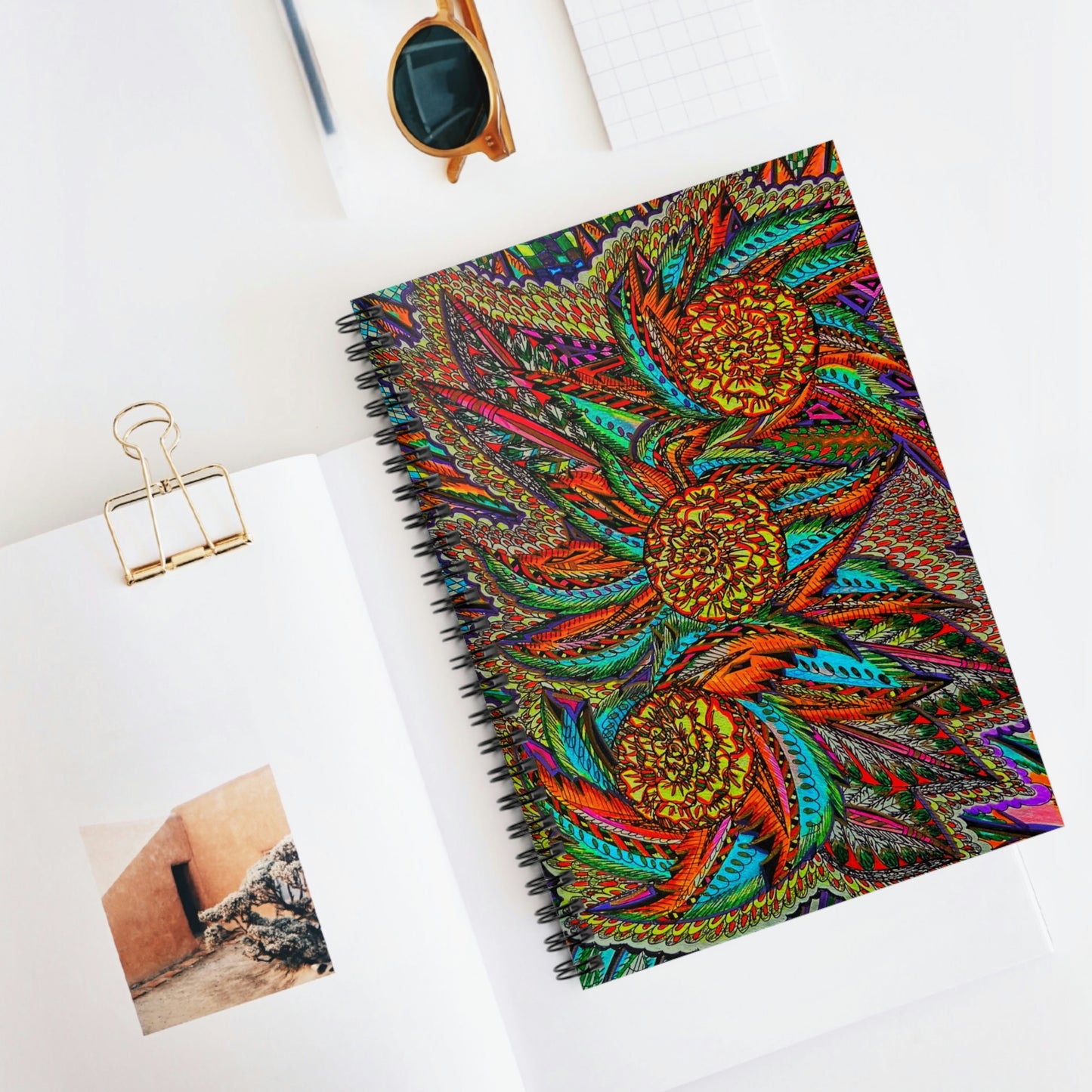 Abstract, Surreal, Floral Art Spiral Notebook - Ruled Line