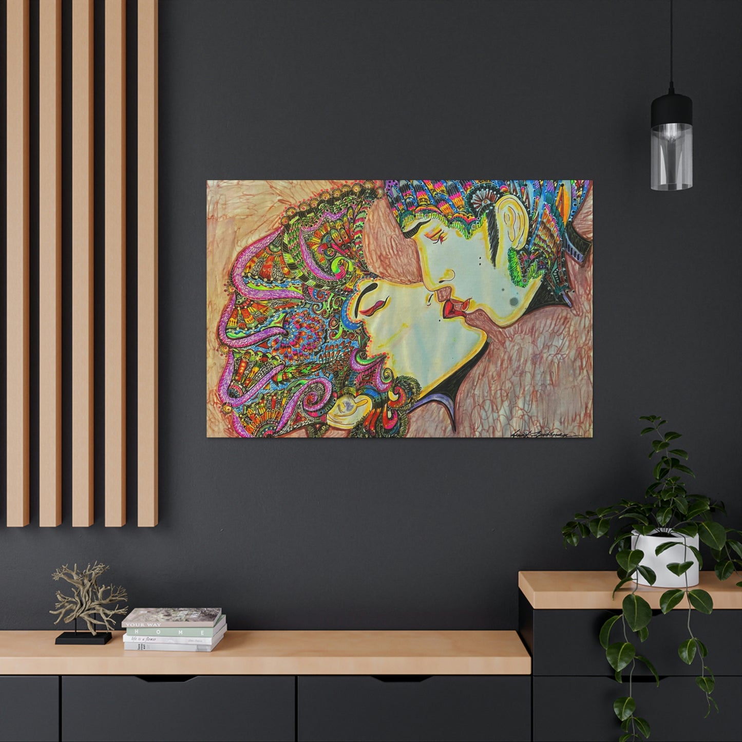 Romantic Kiss Fashion, Abstract, Surreal, Friendship, Inspiration Wall Art