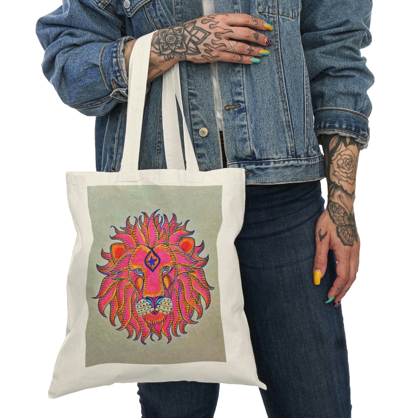 Abstract, Surreal Lion Natural Tote Bag, Aesthetic Canvas Bag Shopping Bag, Birthday Gift Bag, Bridal Gift Tote Bag, Library Bag.