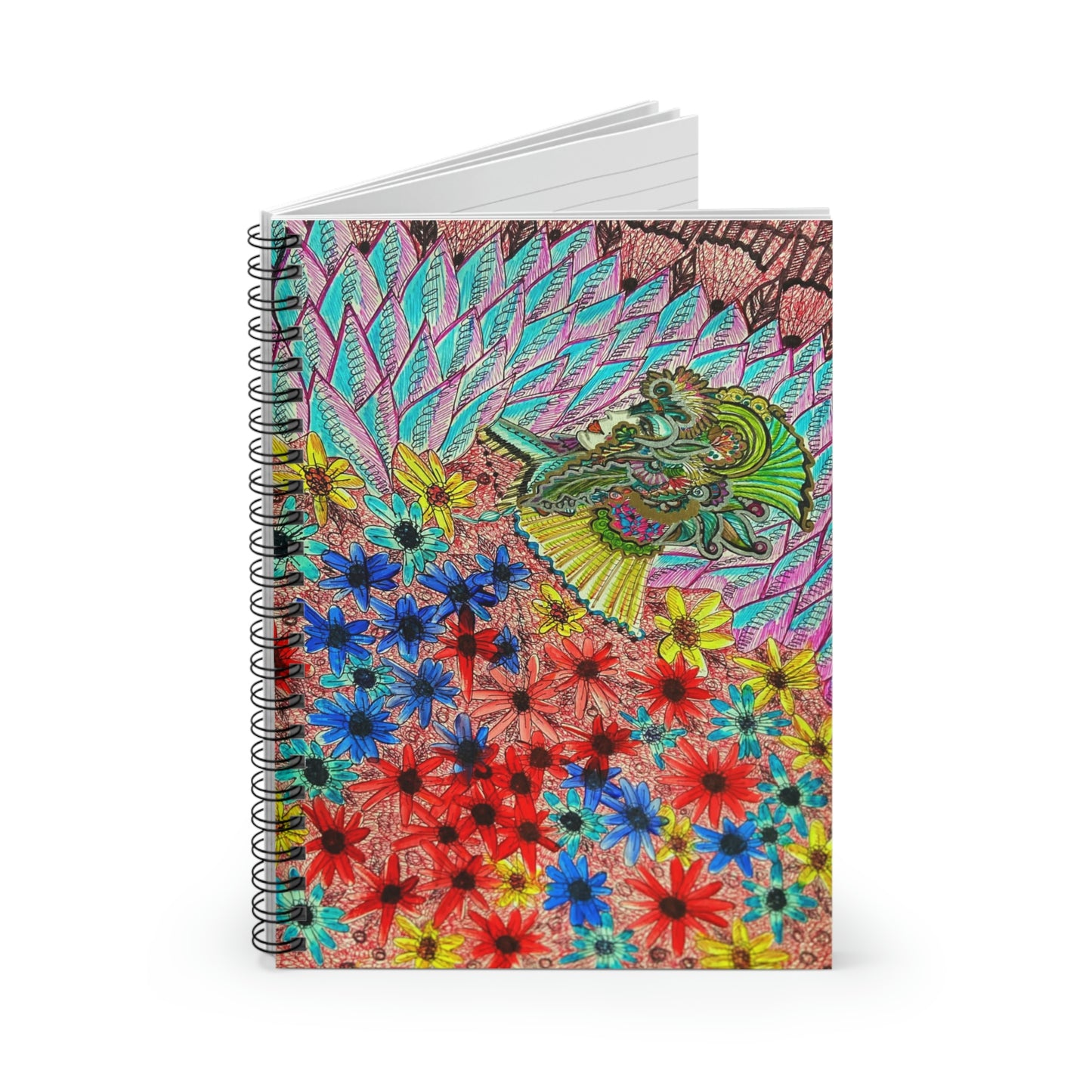 Abstract, Surreal Mother Natures Hidden Knight, Floral Spiral Notebook - Ruled Line