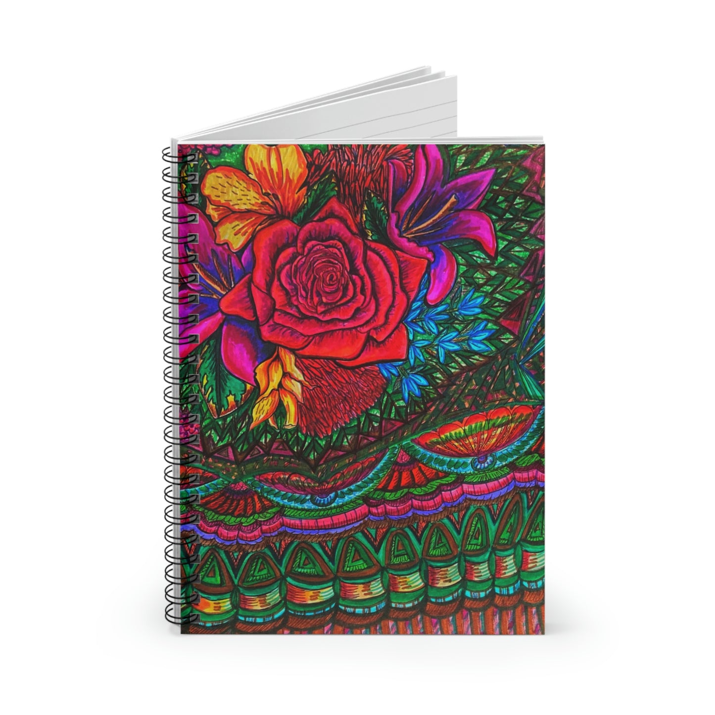 Abstract, Surreal Floral Rose Spiral Notebook - Ruled Line