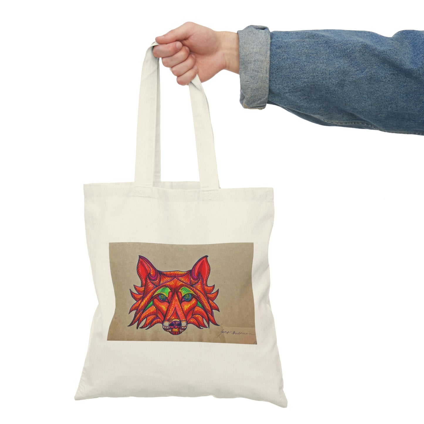 Abstract, Surreal Fox Natural Tote Bag, Aesthetic Canvas Bag Shopping Bag, Birthday Gift Bag, Bridal Gift Tote Bag, Library Bag.