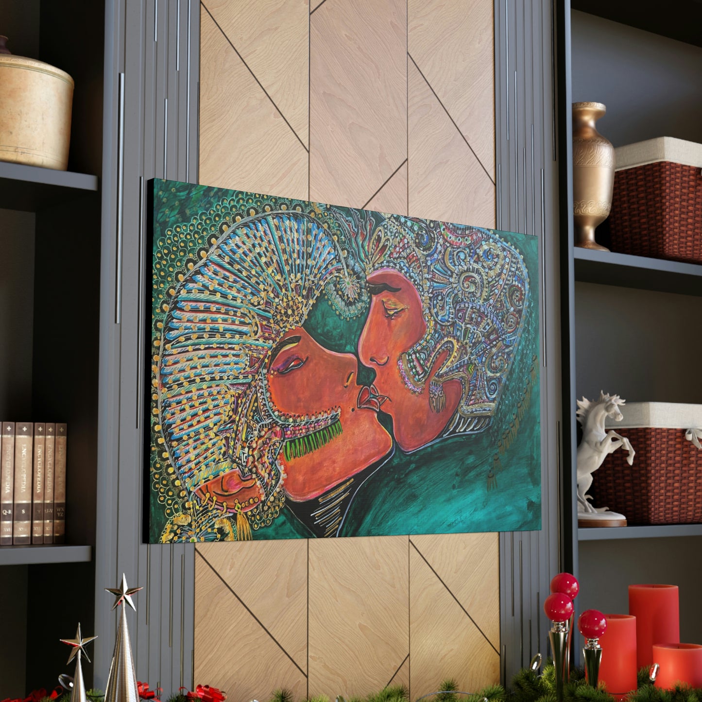 Romantic Kiss Fashion, Abstract, Surreal, Friendship, Inspiration Wall Art