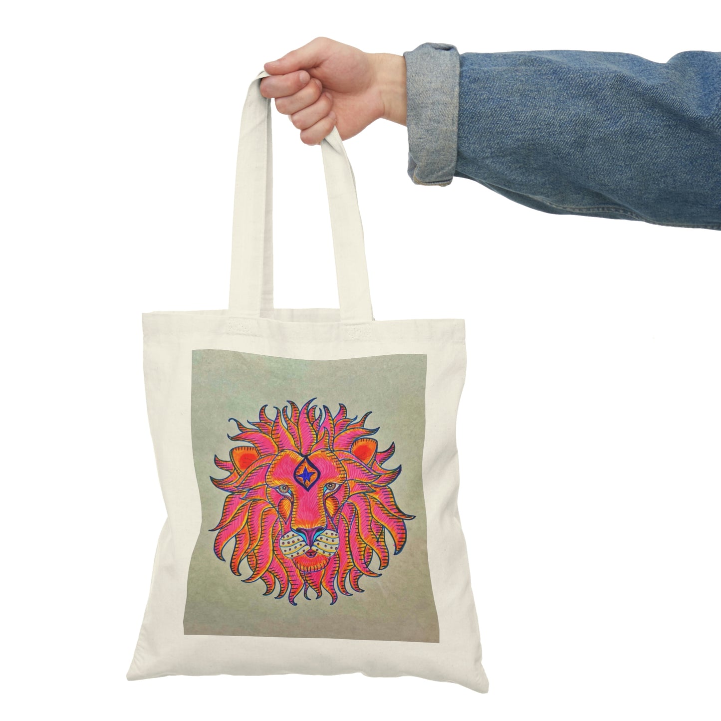 Abstract, Surreal Lion Natural Tote Bag, Aesthetic Canvas Bag Shopping Bag, Birthday Gift Bag, Bridal Gift Tote Bag, Library Bag.