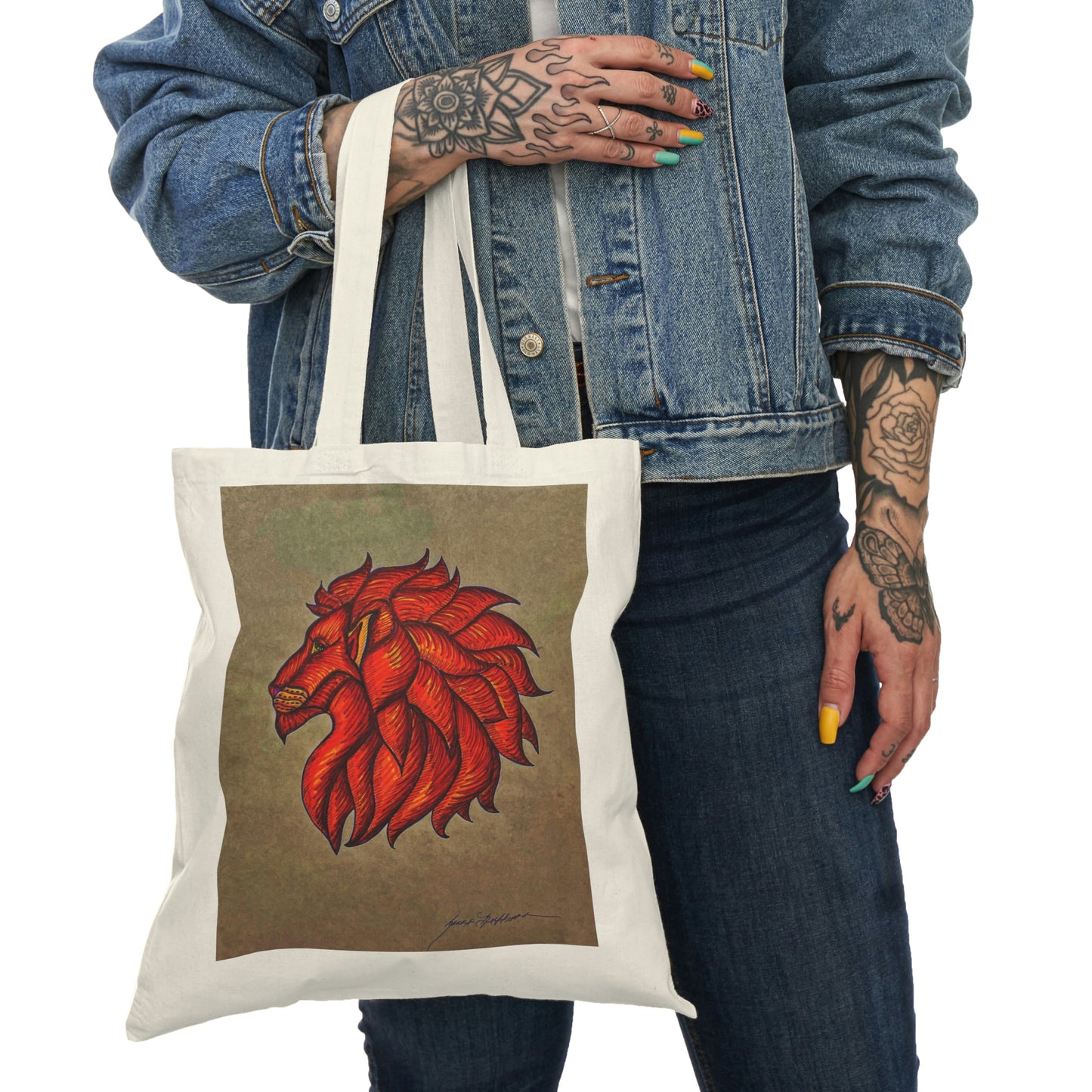 Abstract, Surreal Lion Natural Tote Bag, Aesthetic Canvas Bag Shopping Bag, Birthday Gift Bag, Bridal Gift Tote Bag, Library Bag.