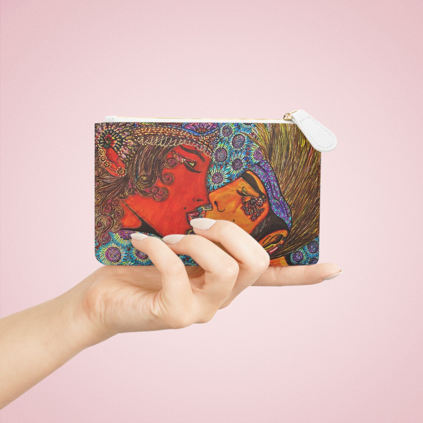 Abstract Surreal Romantic Kiss Mini Clutch Bag, Bridal Clutch Purse, Designer Party Clutch, Modern Evening Clutch, Wristlet Wallet for women, Evening Clutch Purse, gifts for her, gifts for bridesmaids, Bag, Bagging