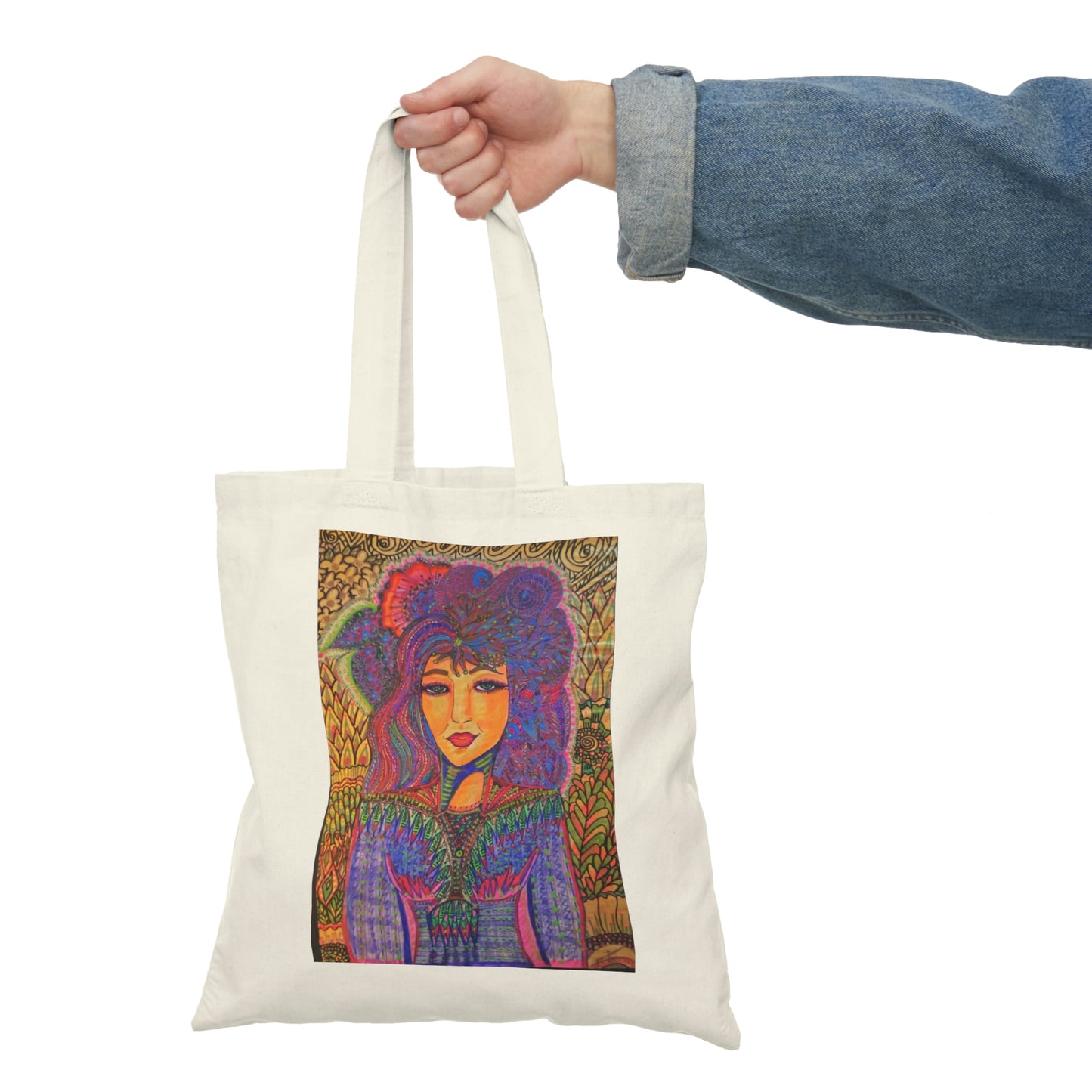Abstract, Surreal Woman Natural Tote Bag, Aesthetic Canvas Bag Shopping Bag, Birthday Gift Bag, Bridal Gift Tote Bag, Library Bag.