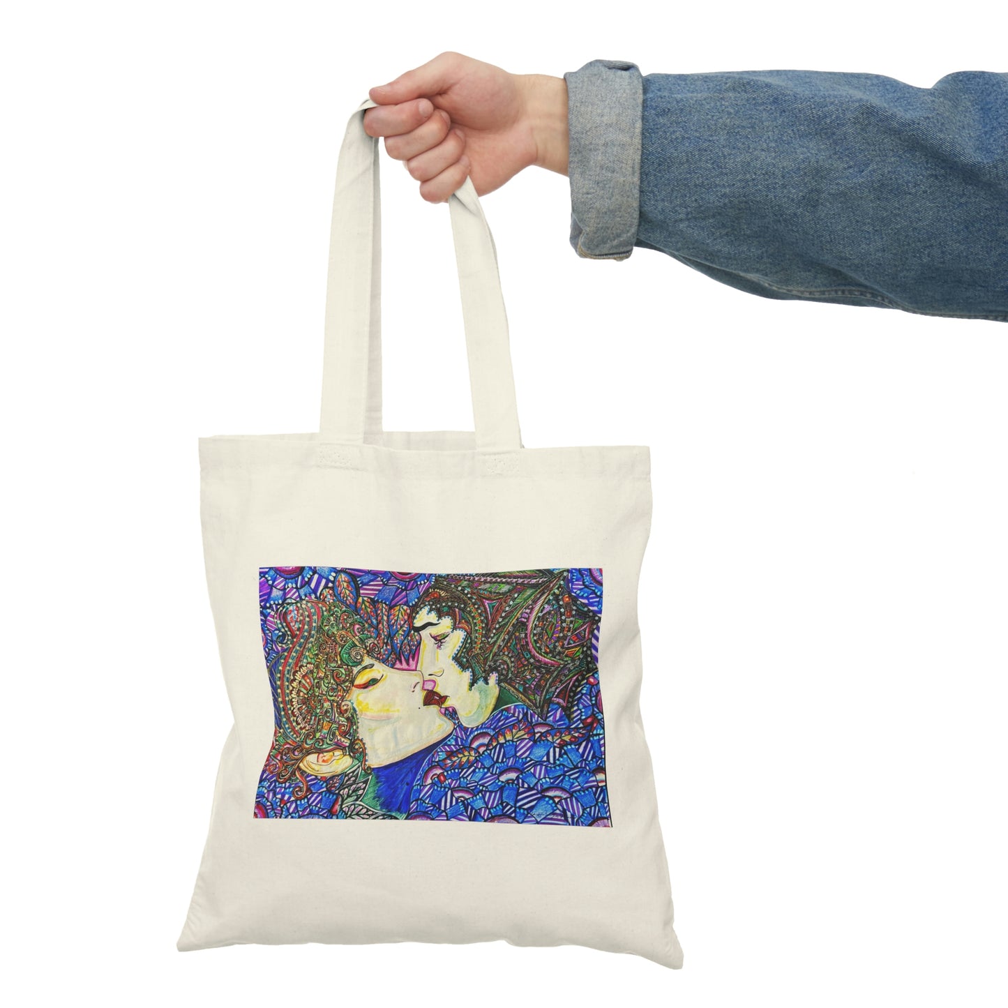 Abstract, Surreal Romance Natural Tote Bag, Aesthetic Canvas Bag Shopping Bag, Birthday Gift Bag, Bridal Gift Tote Bag, Library Bag.