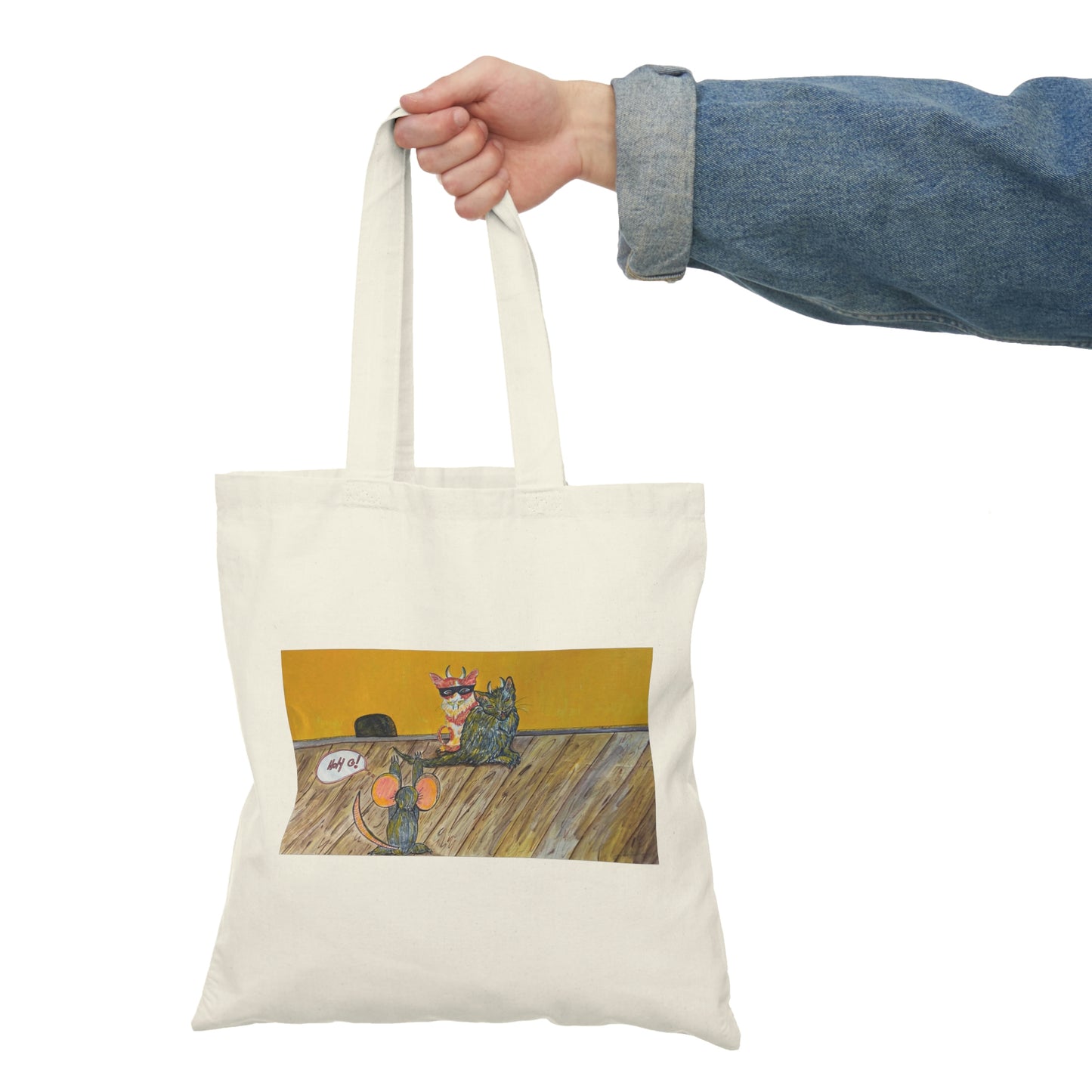 Abstract, Surreal Cat Attack, Natural Tote Bag, Aesthetic Canvas Bag Shopping Bag, Birthday Gift Bag, Bridal Gift Tote Bag, Library Bag.