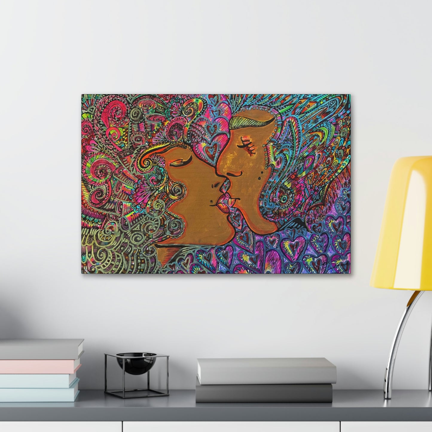 Romantic Kiss Fashion, Abstract, Surreal, Friendship, Inspiration Wall Art