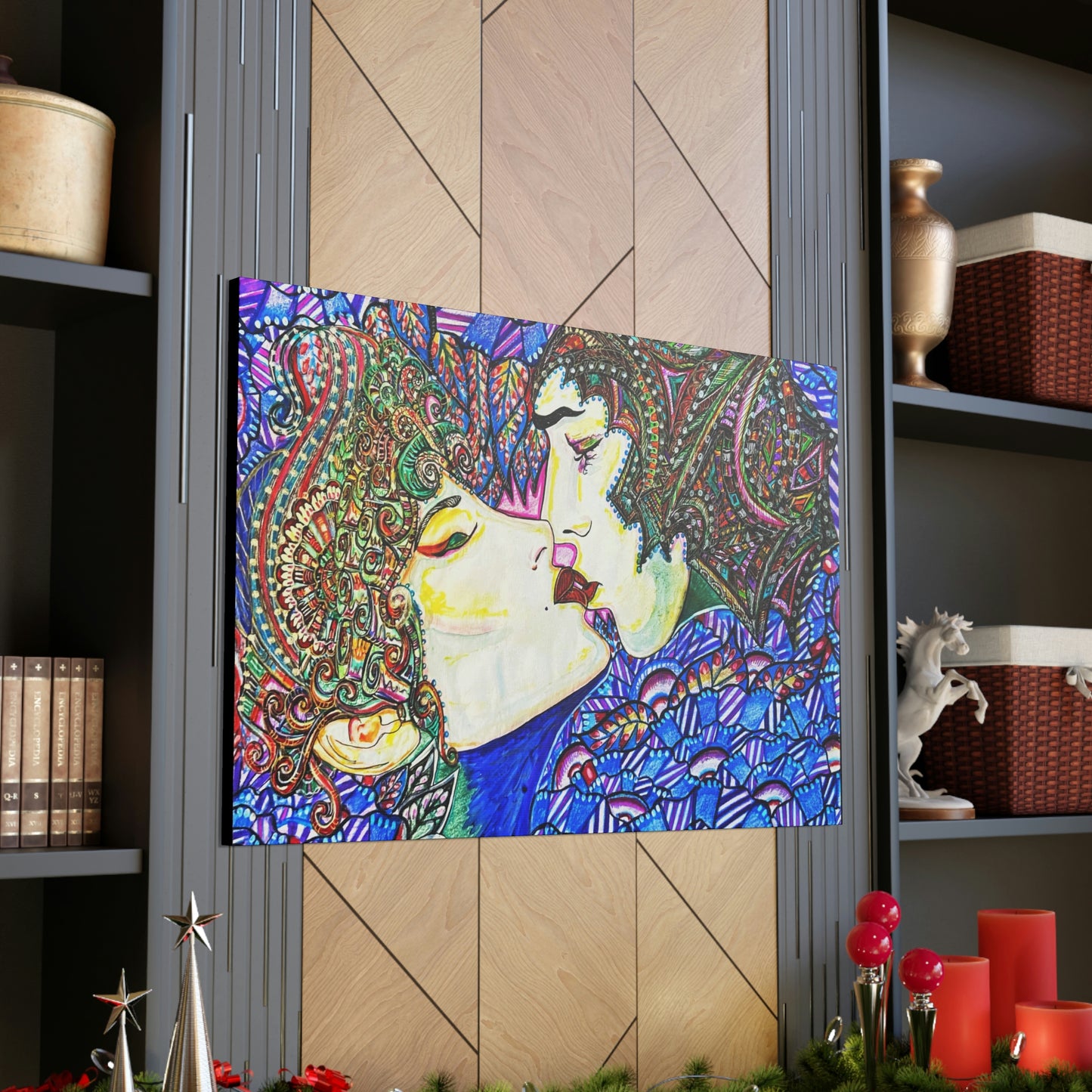 Romantic Kiss Fashion, Abstract, Surreal, Friendship, Inspiration Wall Art