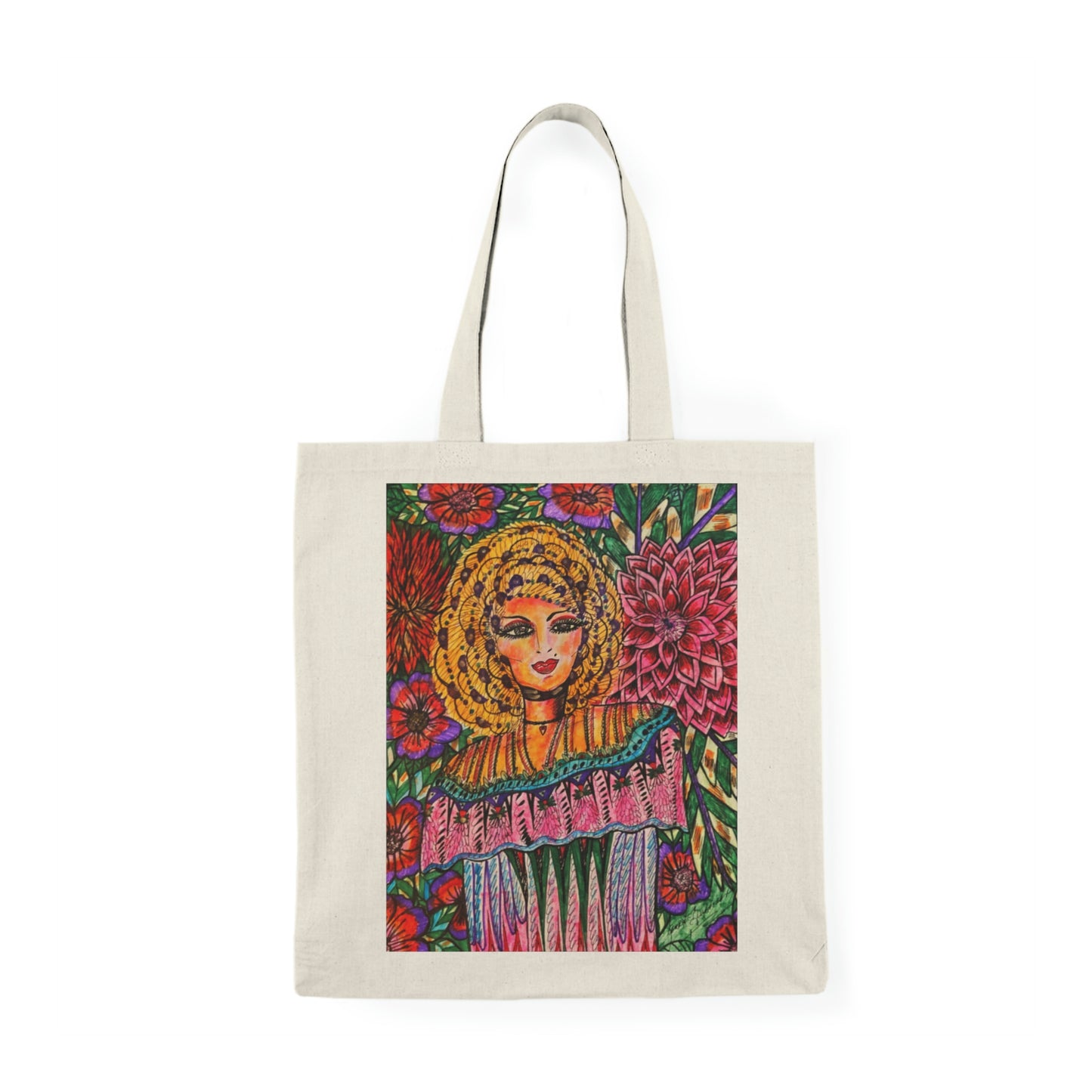 Abstract, Surreal Flower Woman Natural Tote Bag, Aesthetic Canvas Bag Shopping Bag, Birthday Gift Bag, Bridal Gift Tote Bag, Library Bag.