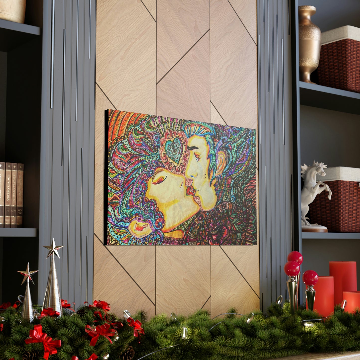 Romantic Kiss Fashion, Abstract, Surreal, Friendship, Inspiration Wall Art