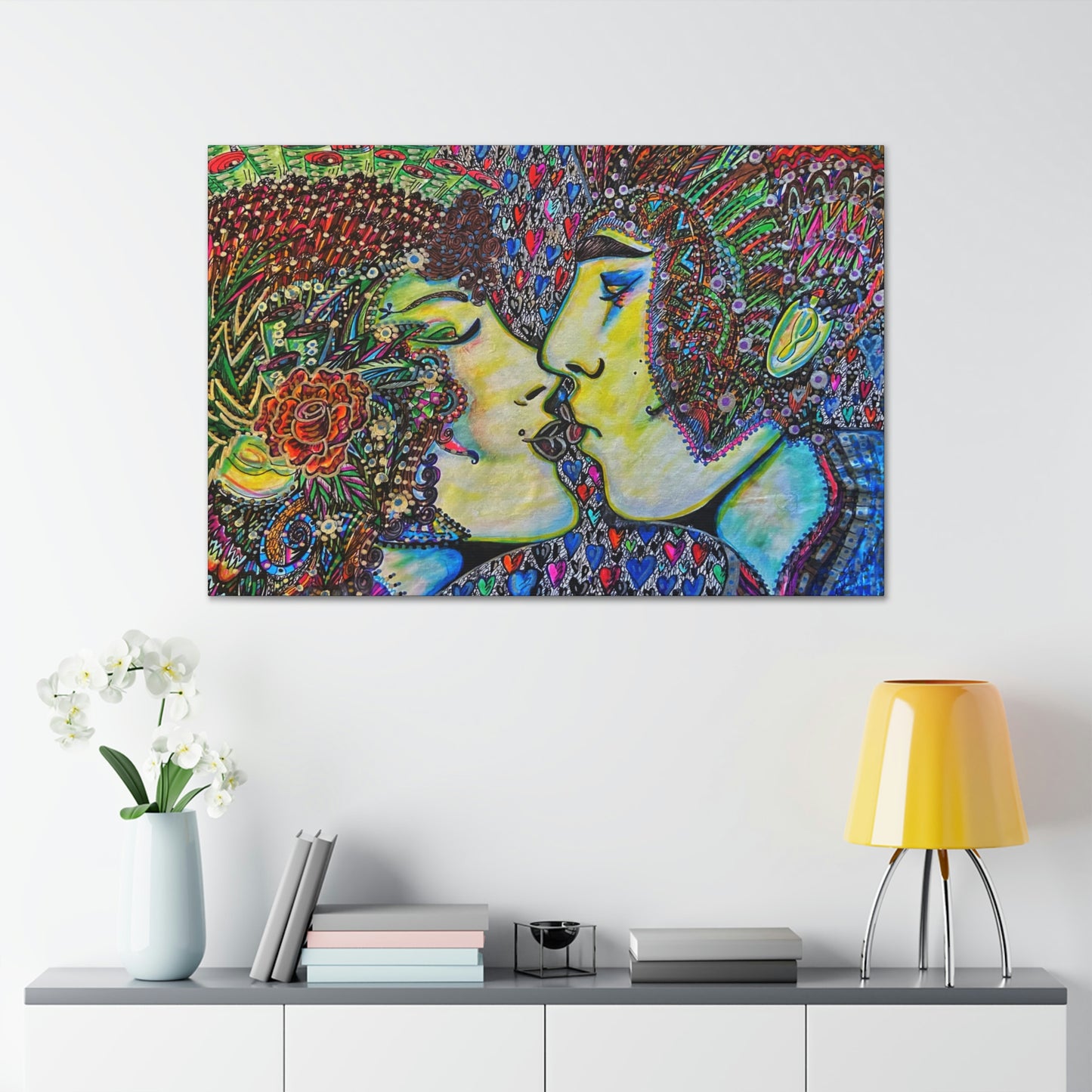 Romantic Kiss Fashion, Abstract, Surreal, Friendship, Inspiration Wall Art