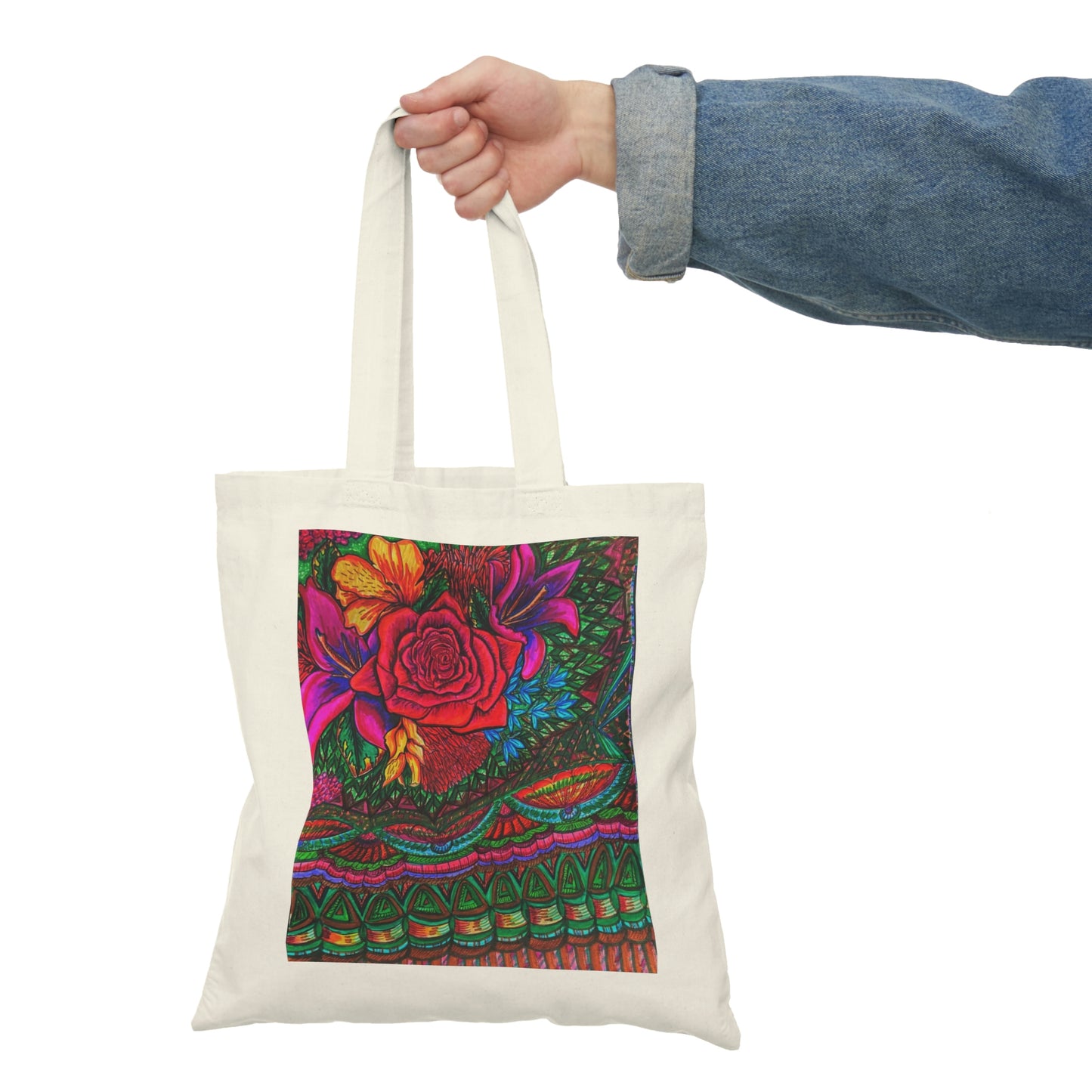 Abstract, Surreal, Floral Rose, Natural Tote Bag, Aesthetic Canvas Bag Shopping Bag, Birthday Gift Bag, Bridal Gift Tote Bag, Library Bag.