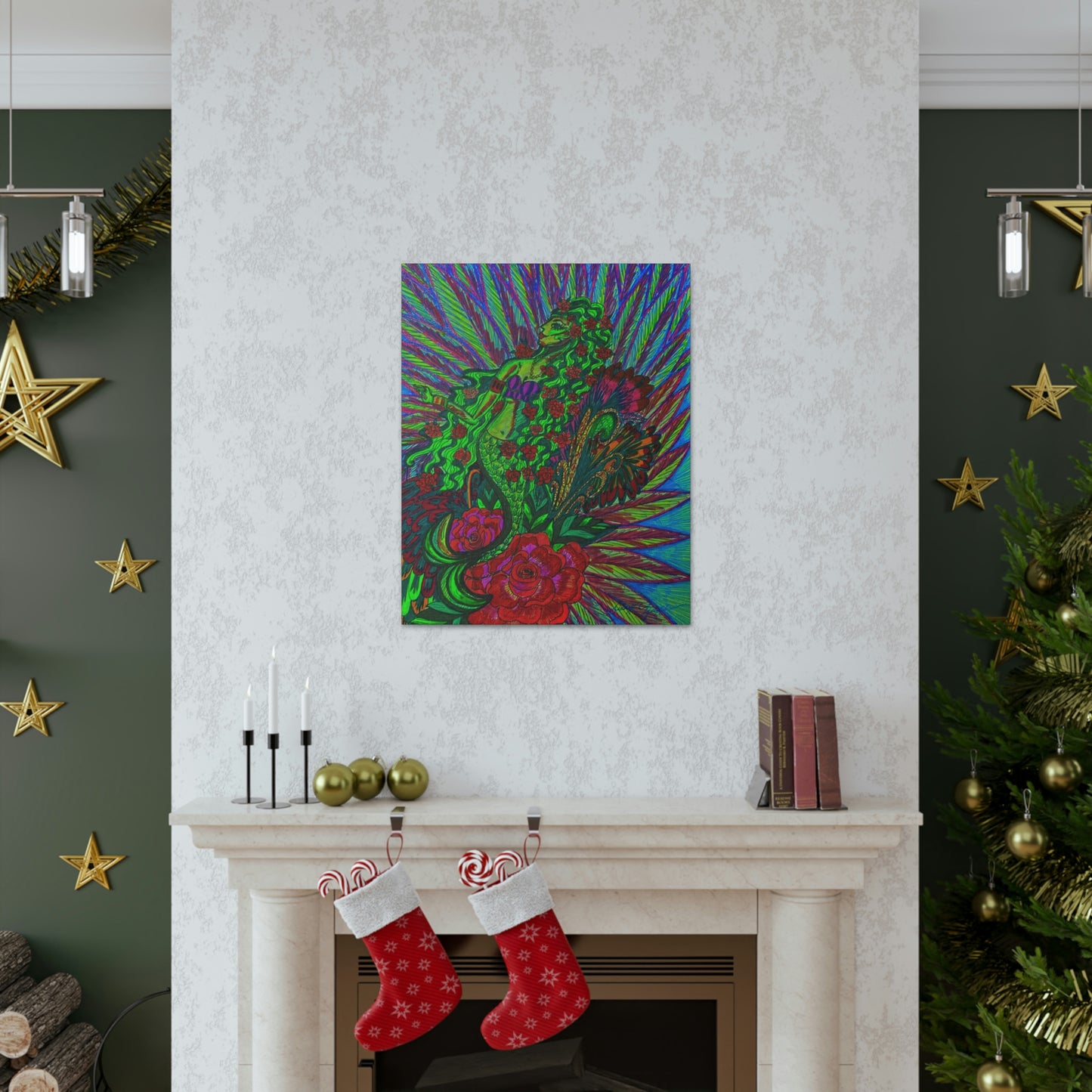 Green Mermaid, Fashion, Abstract, Friendship, Inspiration Wall Art