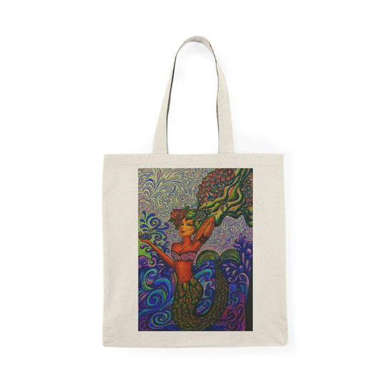 Abstract, Surreal Mermaid Natural Tote Bag, Aesthetic Canvas Bag Shopping Bag, Birthday Gift Bag, Bridal Gift Tote Bag, Library Bag.