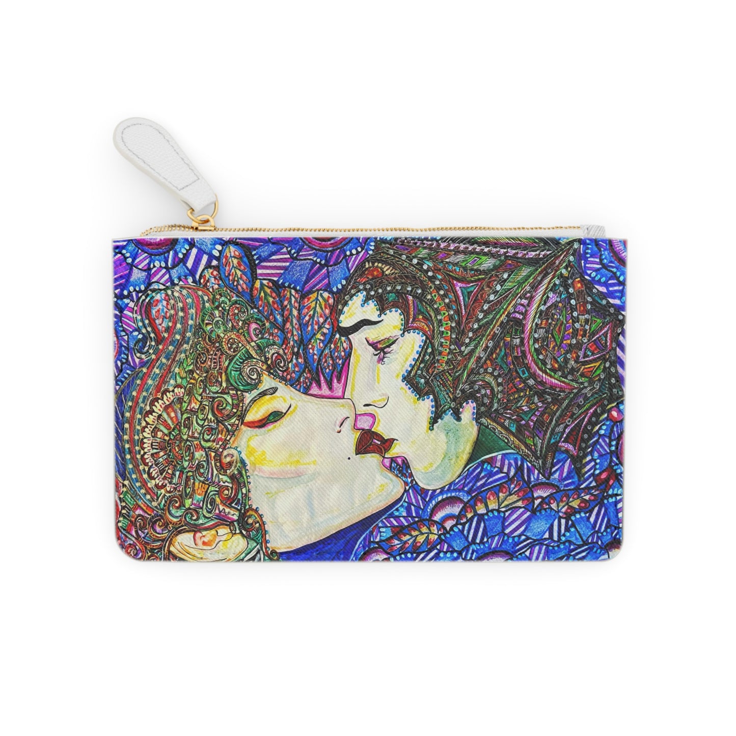 Abstract Surreal Romantic Kiss Mini Clutch Bag, Bridal Clutch Purse, Designer Party Clutch, Modern Evening Clutch, Wristlet Wallet for women, Evening Clutch Purse, gifts for her, gifts for bridesmaids, Bag, Bagging