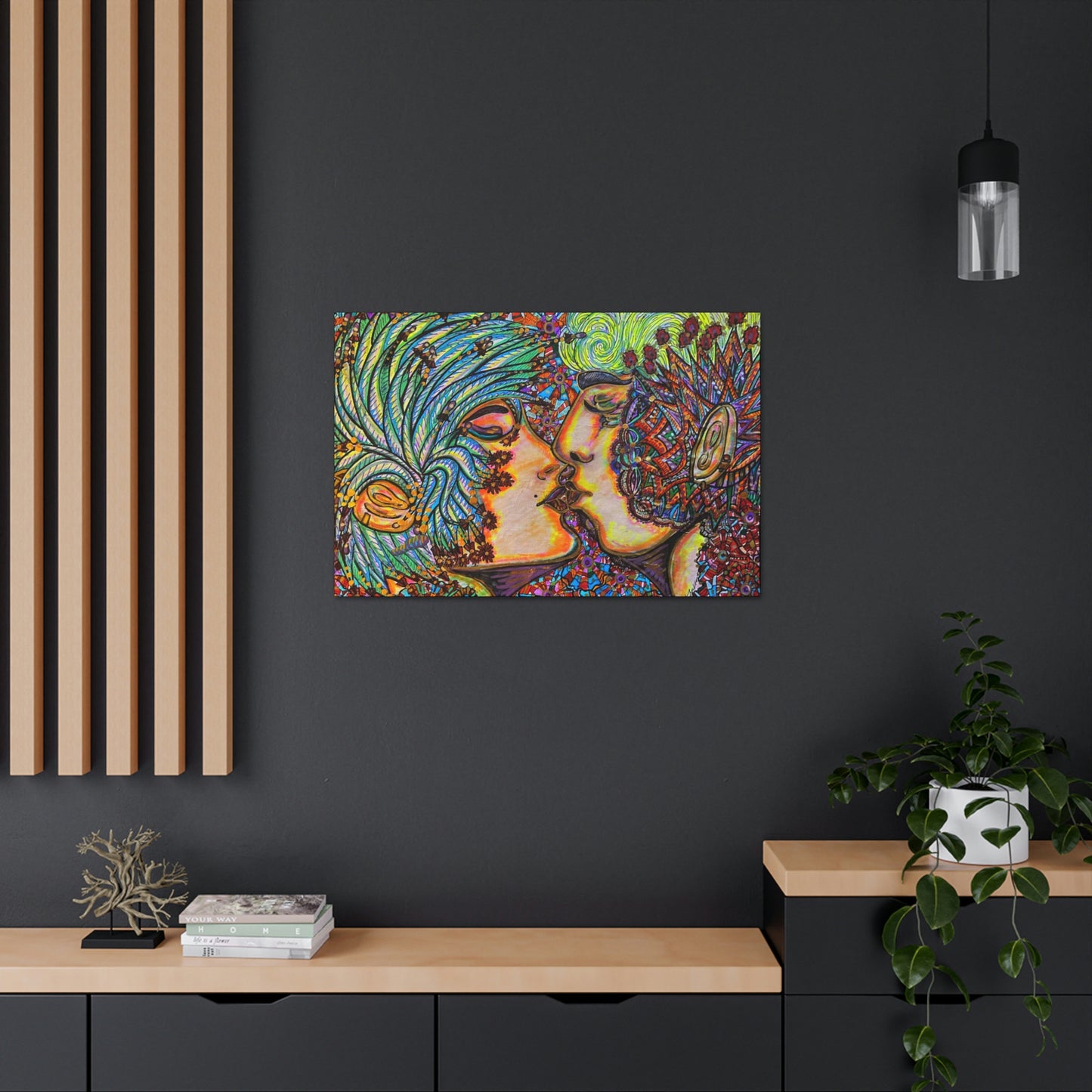 Romantic Kiss Fashion, Abstract, Surreal, Friendship, Inspiration Wall Art