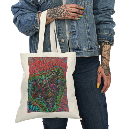 Abstract, Surreal Eagle Natural Tote Bag, Aesthetic Canvas Bag Shopping Bag, Birthday Gift Bag, Bridal Gift Tote Bag, Library Bag.