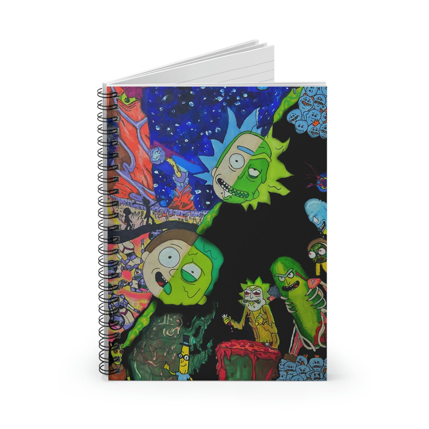 Abstract, Surreal Rick and Morty Spiral Notebook - Ruled Line