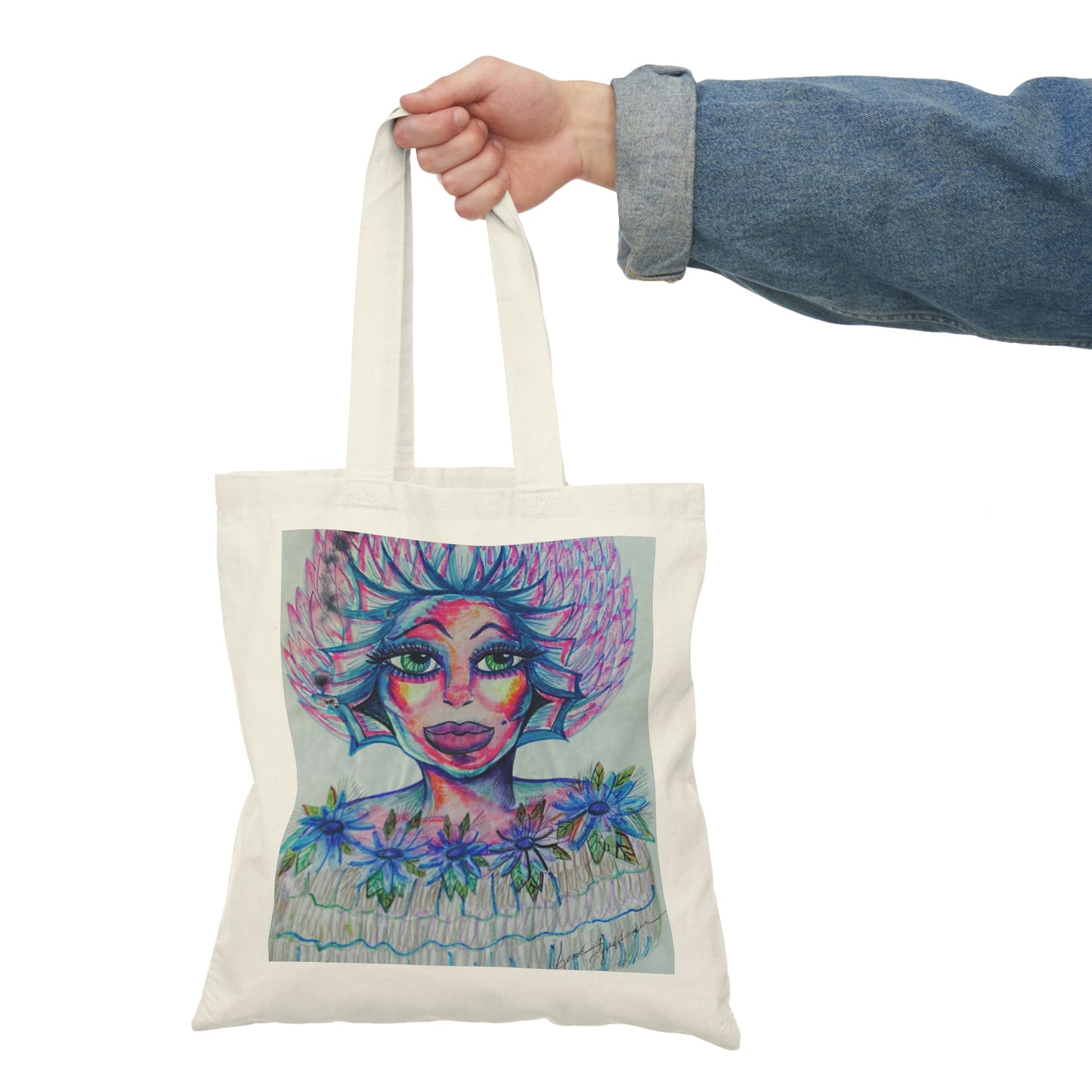 Abstract, Surreal Fairy Natural Tote Bag, Aesthetic Canvas Bag Shopping Bag, Birthday Gift Bag, Bridal Gift Tote Bag, Library Bag.
