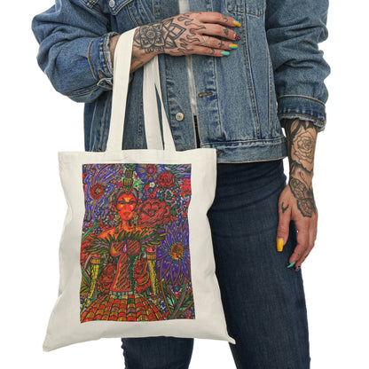 Abstract, Surreal Floral Women Natural Tote Bag, Aesthetic Canvas Bag Shopping Bag, Birthday Gift Bag, Bridal Gift Tote Bag, Library Bag.