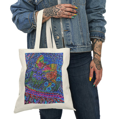 Abstract, Surreal, Floral, Butterfly, Natural Tote Bag, Aesthetic Canvas Bag Shopping Bag, Birthday Gift Bag, Bridal Gift Tote Bag, Library Bag.