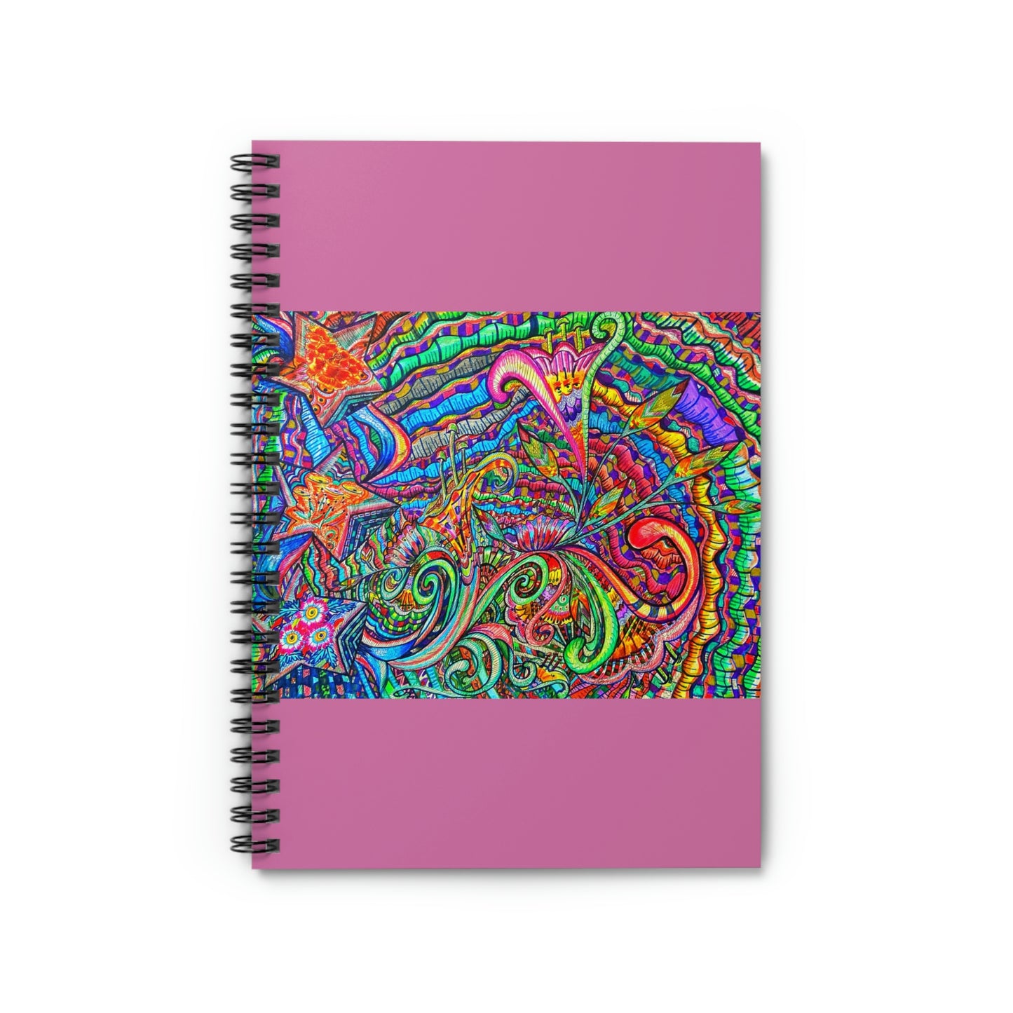 Abstract, Surreal Floral Star Spiral Notebook - Ruled Line