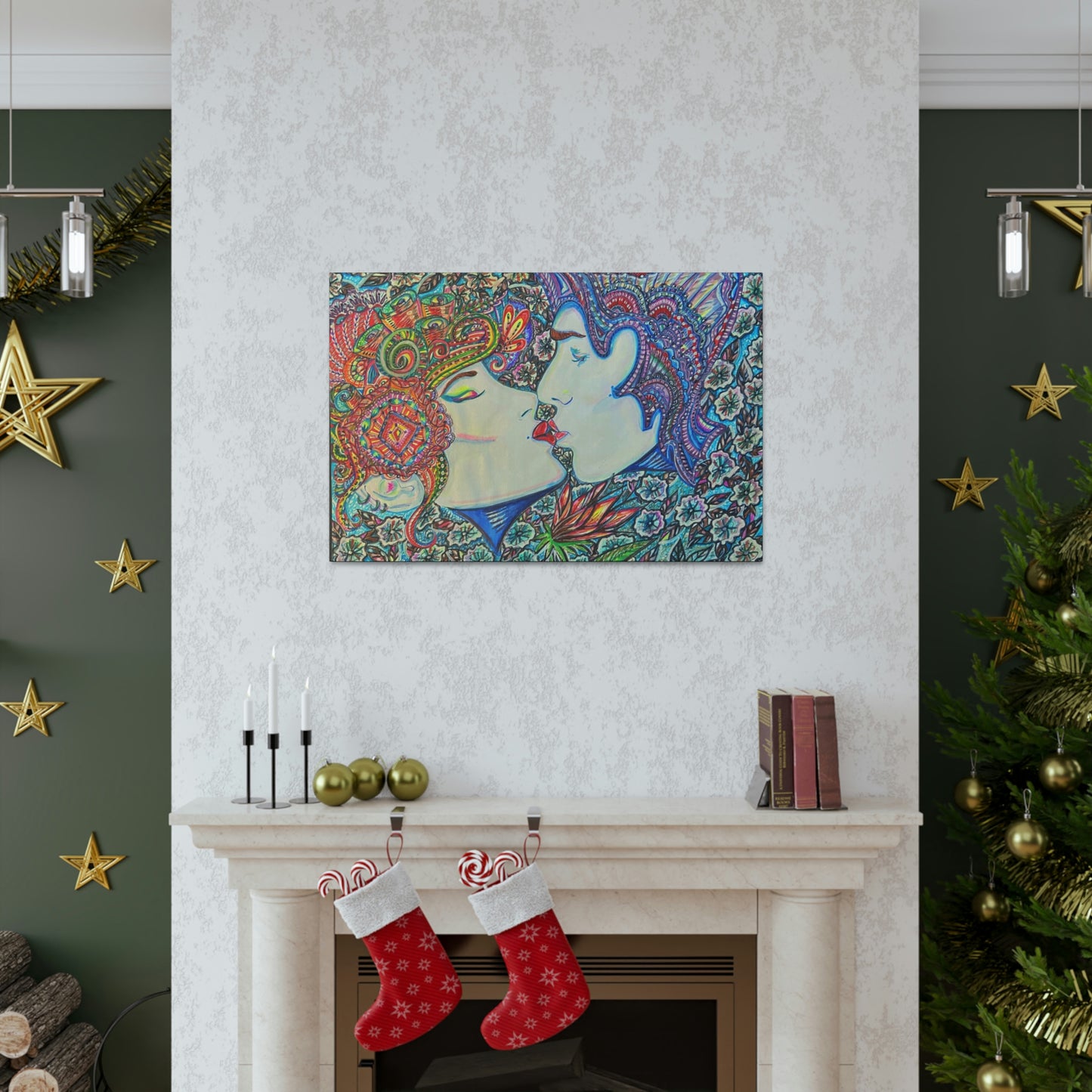 Romantic Kiss Fashion, Abstract, Surreal, Friendship, Inspiration Wall Art