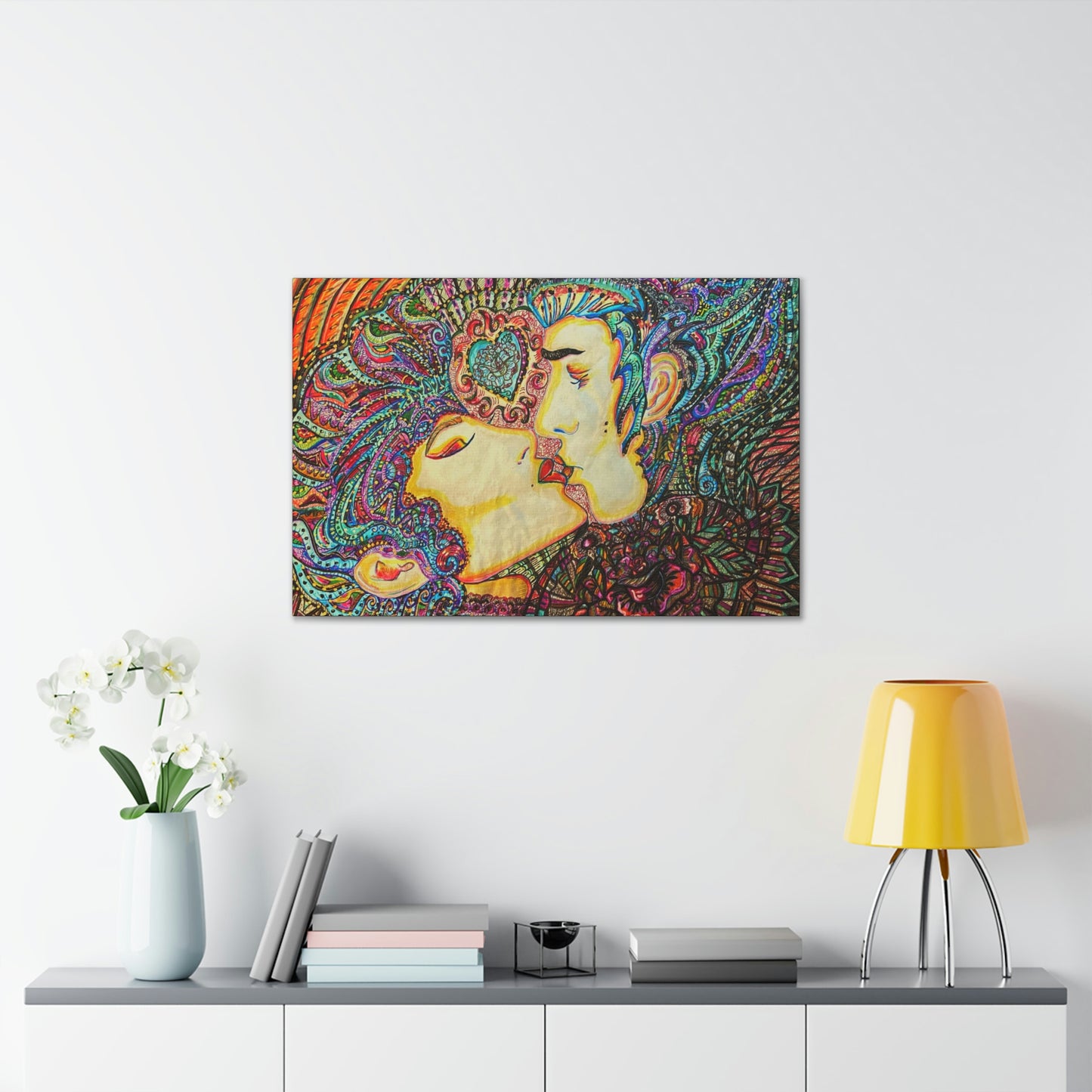 Romantic Kiss Fashion, Abstract, Surreal, Friendship, Inspiration Wall Art