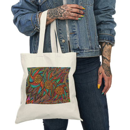 Abstract, Surreal Flower Natural Tote Bag, Aesthetic Canvas Bag Shopping Bag, Birthday Gift Bag, Bridal Gift Tote Bag, Library Bag.