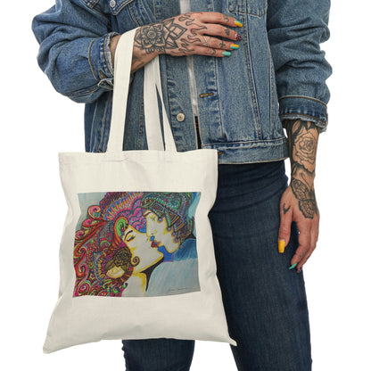 Abstract, Surreal Romance Natural Tote Bag, Aesthetic Canvas Bag Shopping Bag, Birthday Gift Bag, Bridal Gift Tote Bag, Library Bag.